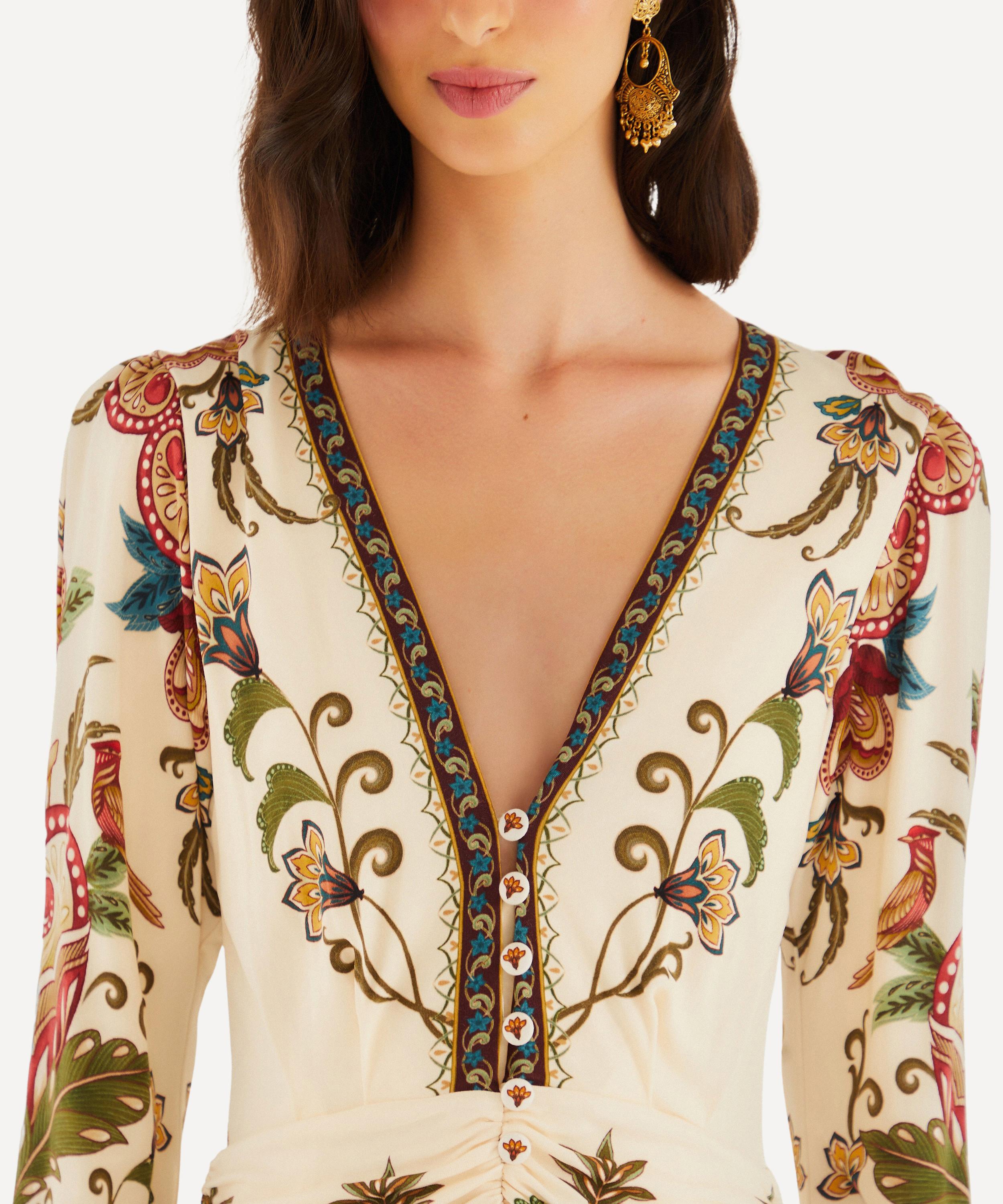 FARM Rio - Cream Majestic Hearts Long-Sleeve Midi Dress image number 2