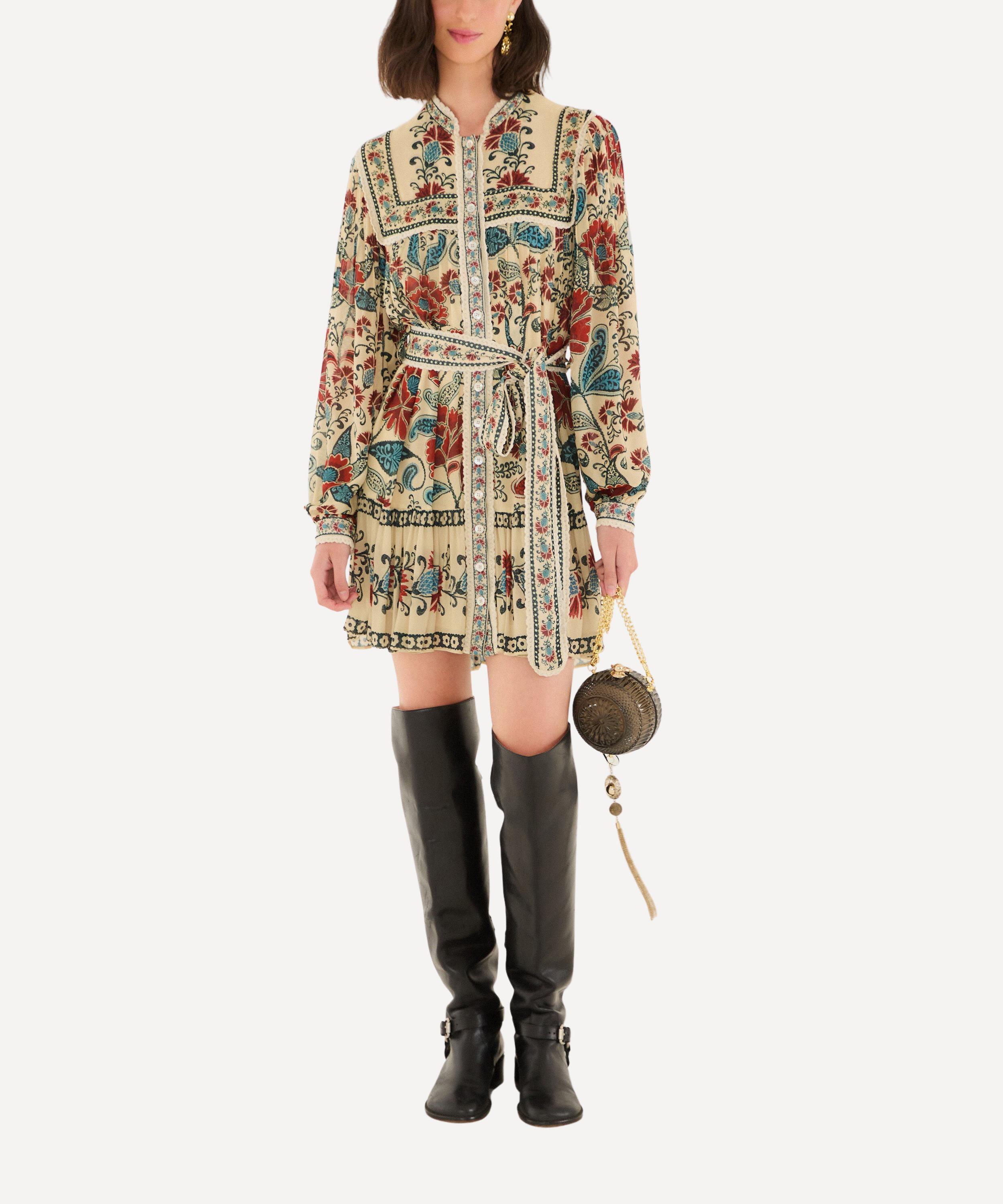 FARM Rio - Sand Francesca Long-Sleeve Mini Dress image number 0