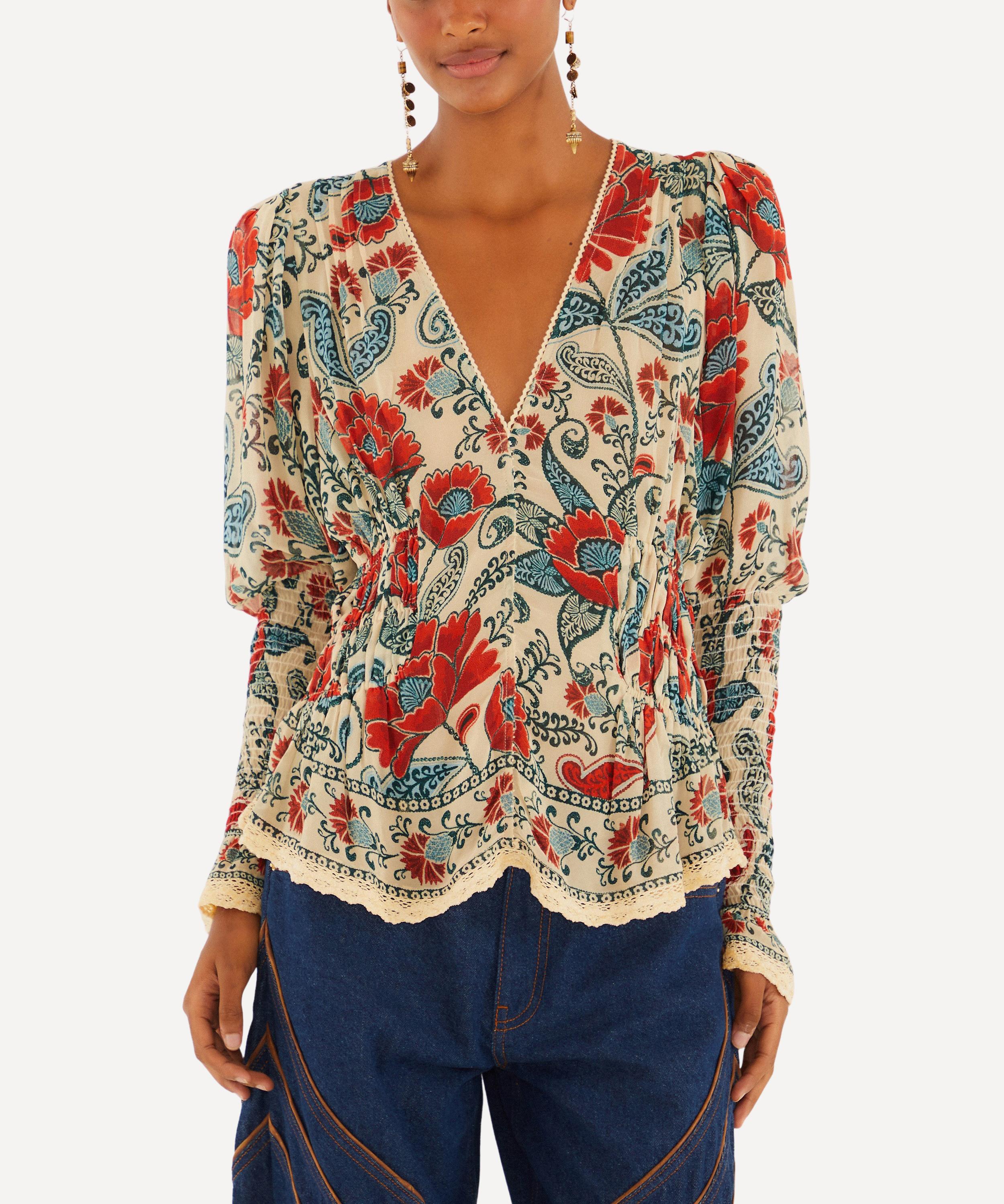 FARM Rio - Sand Francesca Long-Sleeve Blouse image number 0