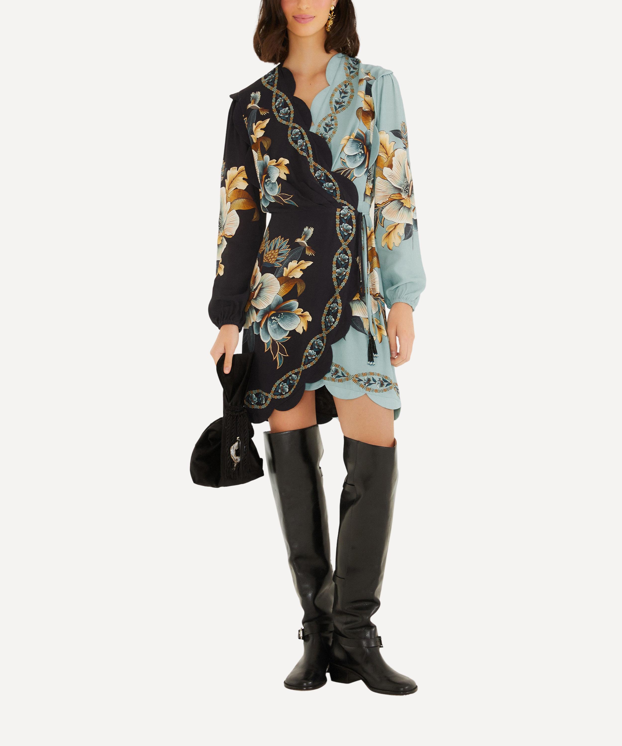 FARM Rio - Blue Snake Garden Long-Sleeve Mini Dress image number 1