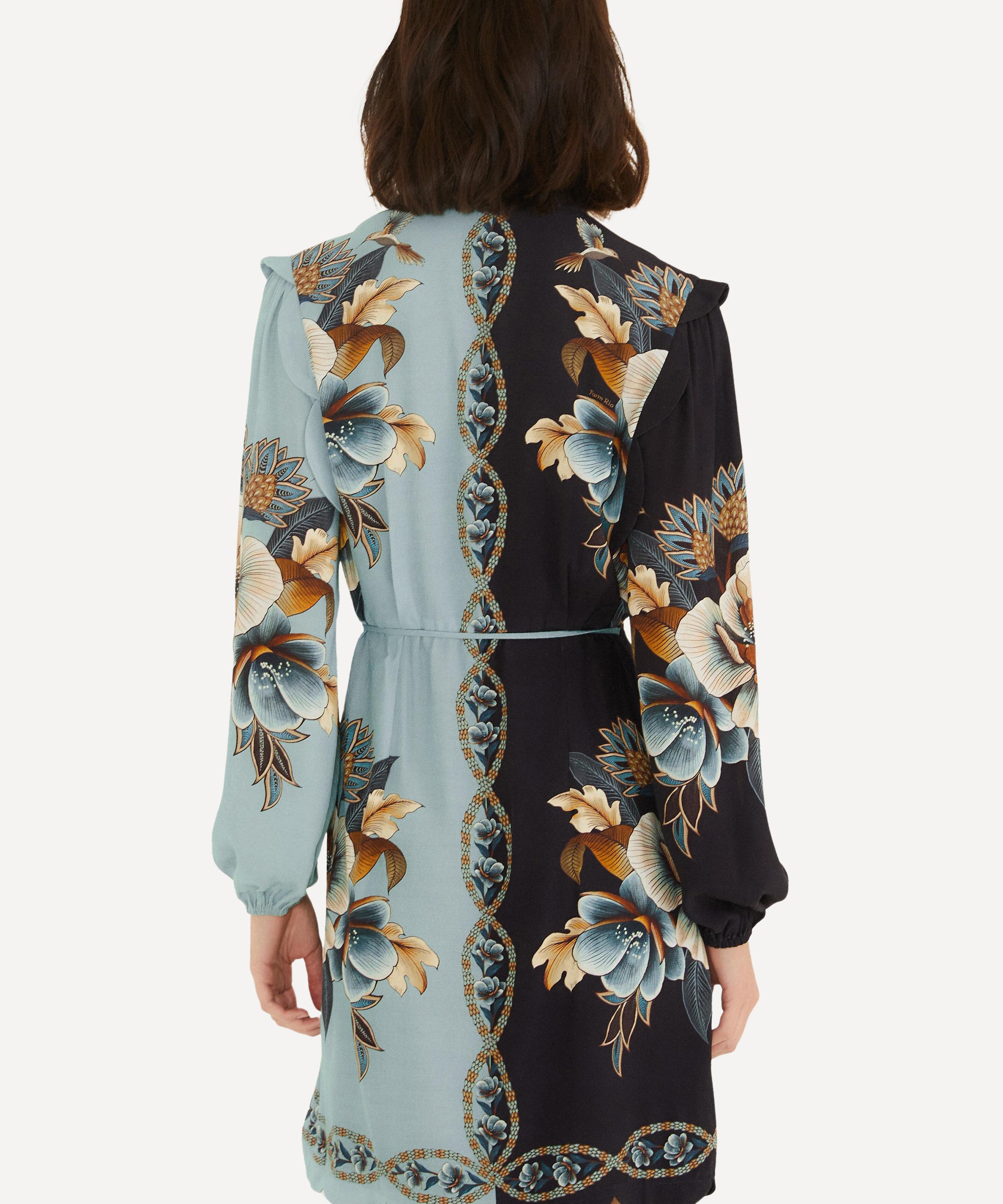 FARM Rio - Blue Snake Garden Long-Sleeve Mini Dress image number 2