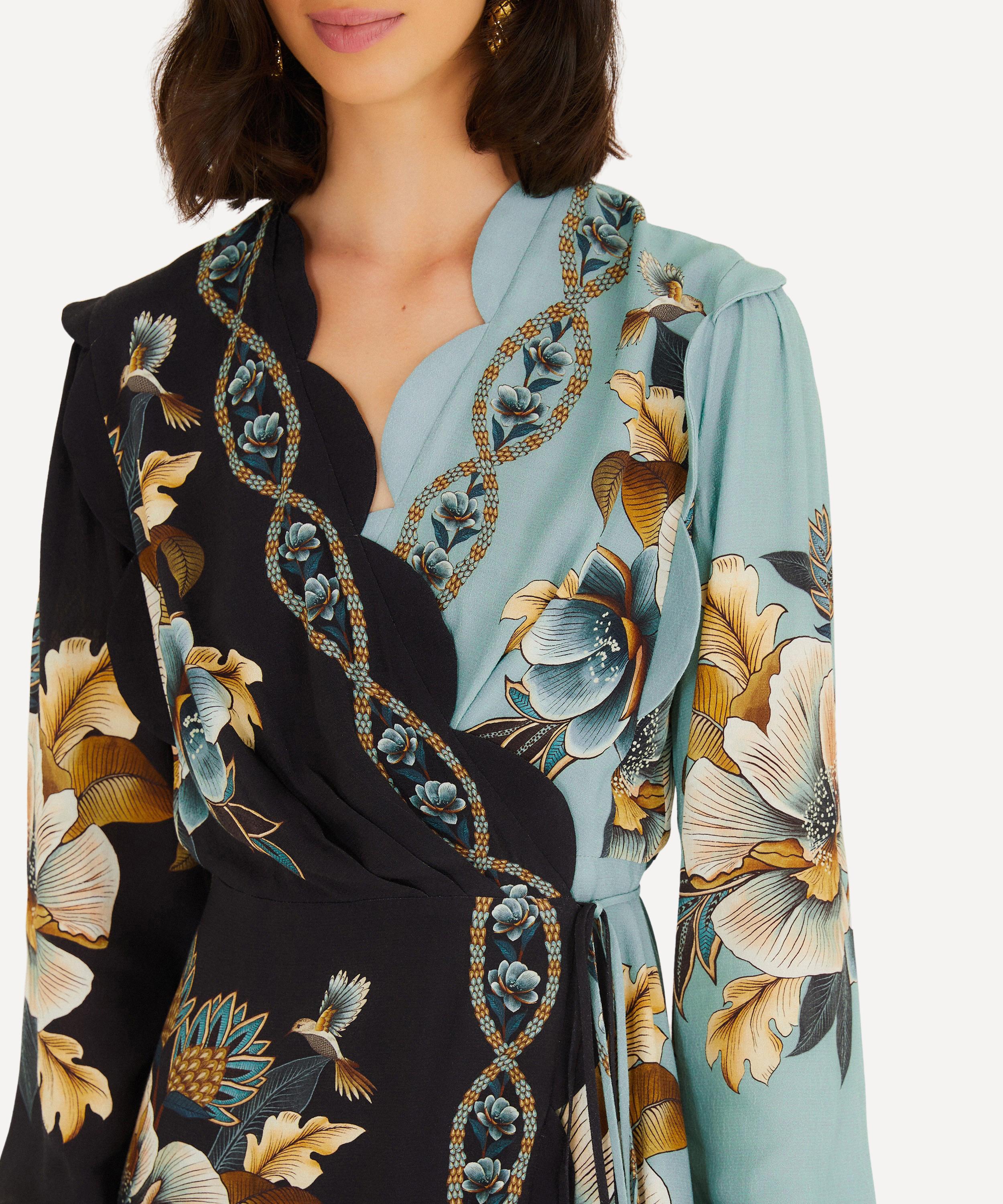 FARM Rio - Blue Snake Garden Long-Sleeve Mini Dress image number 3