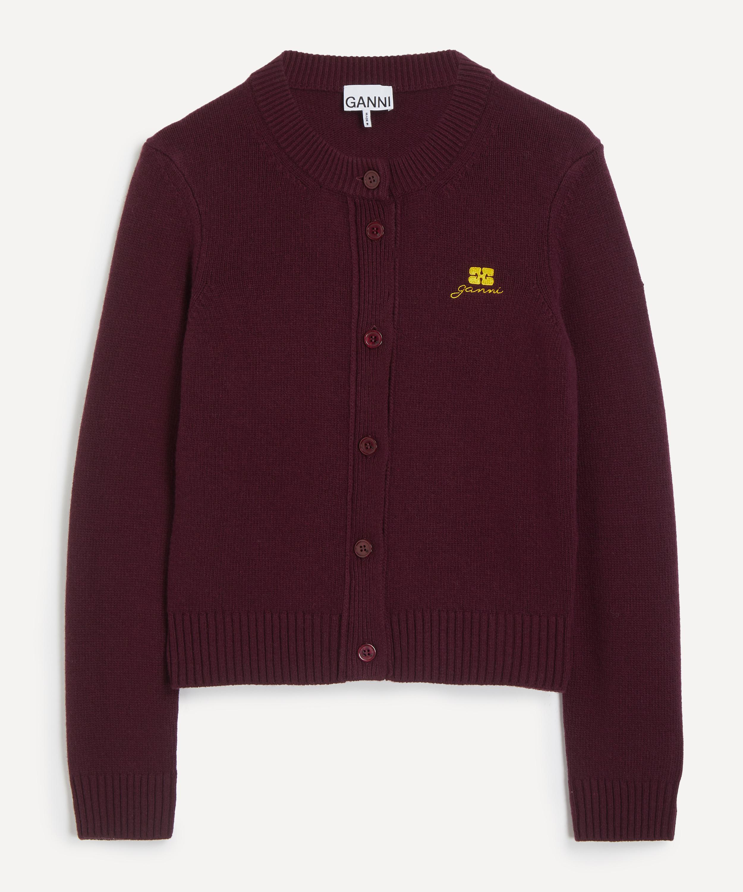 Ganni - Burgundy Wool-Mix Cardigan image number 0