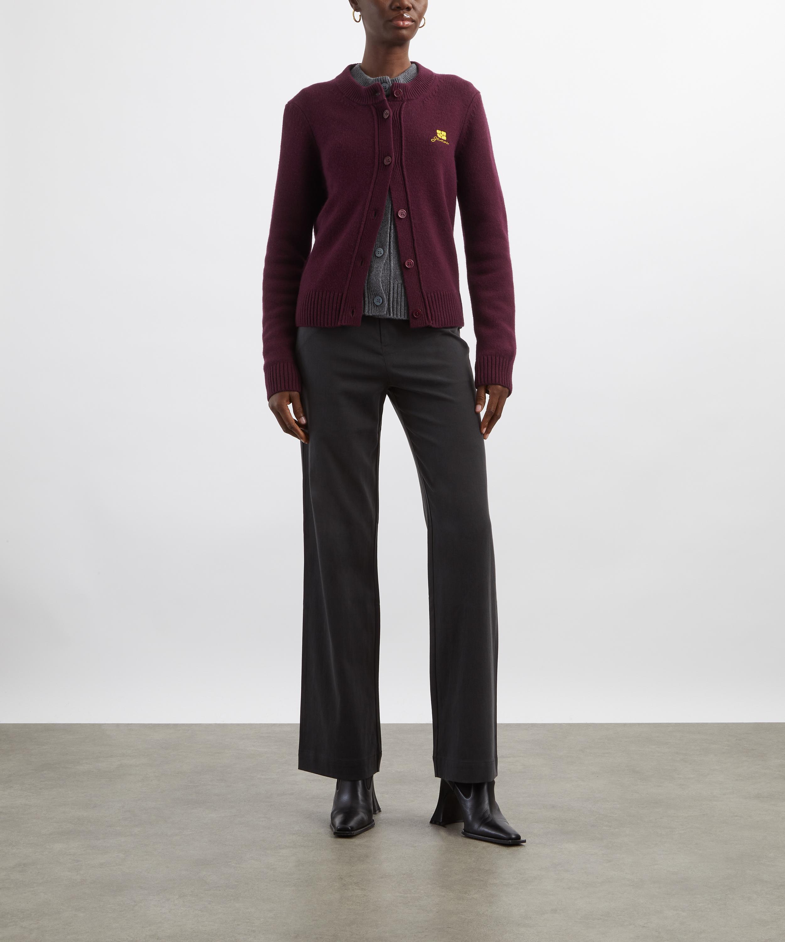 Ganni - Burgundy Wool-Mix Cardigan image number 1