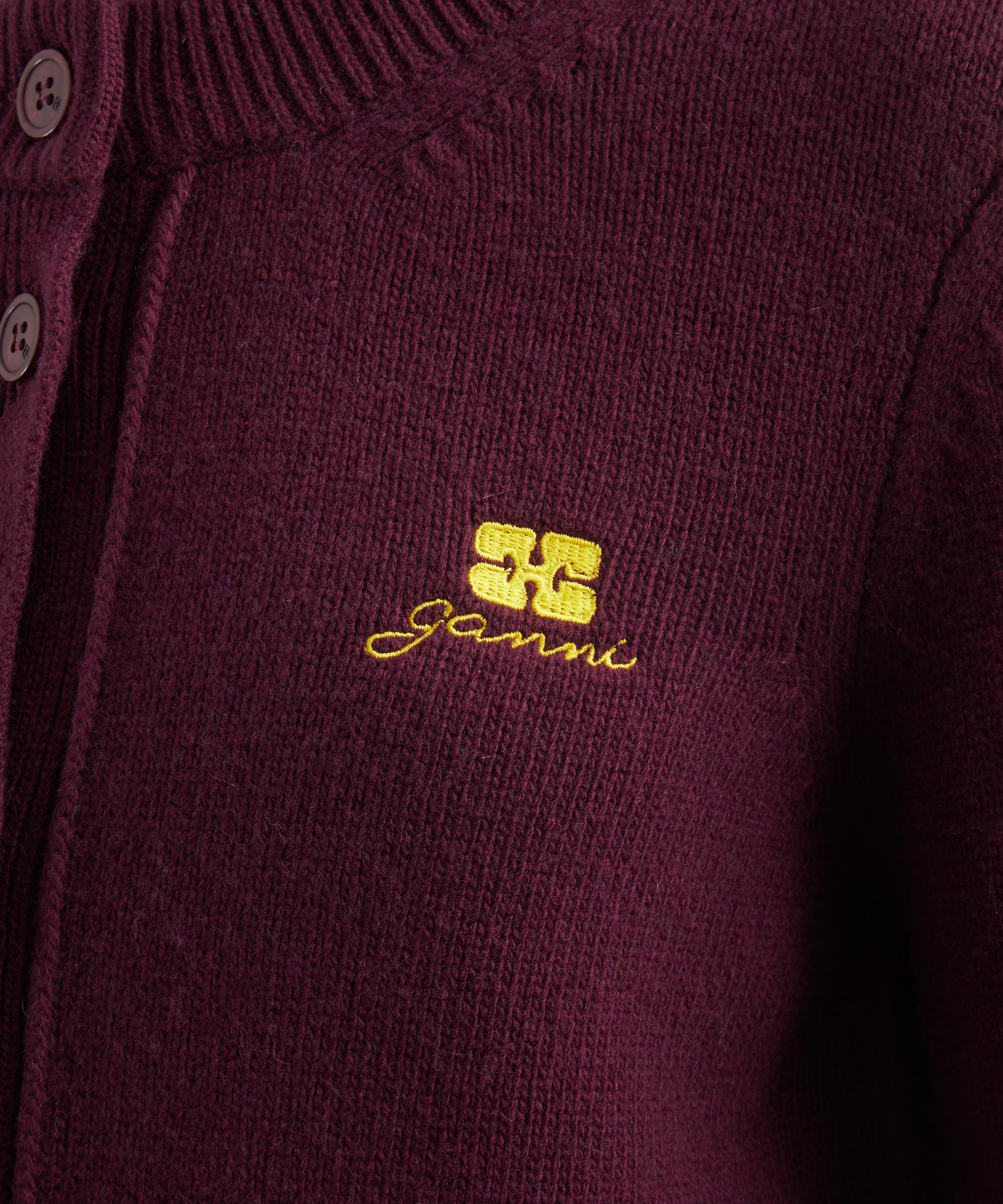 Ganni - Burgundy Wool-Mix Cardigan image number 4