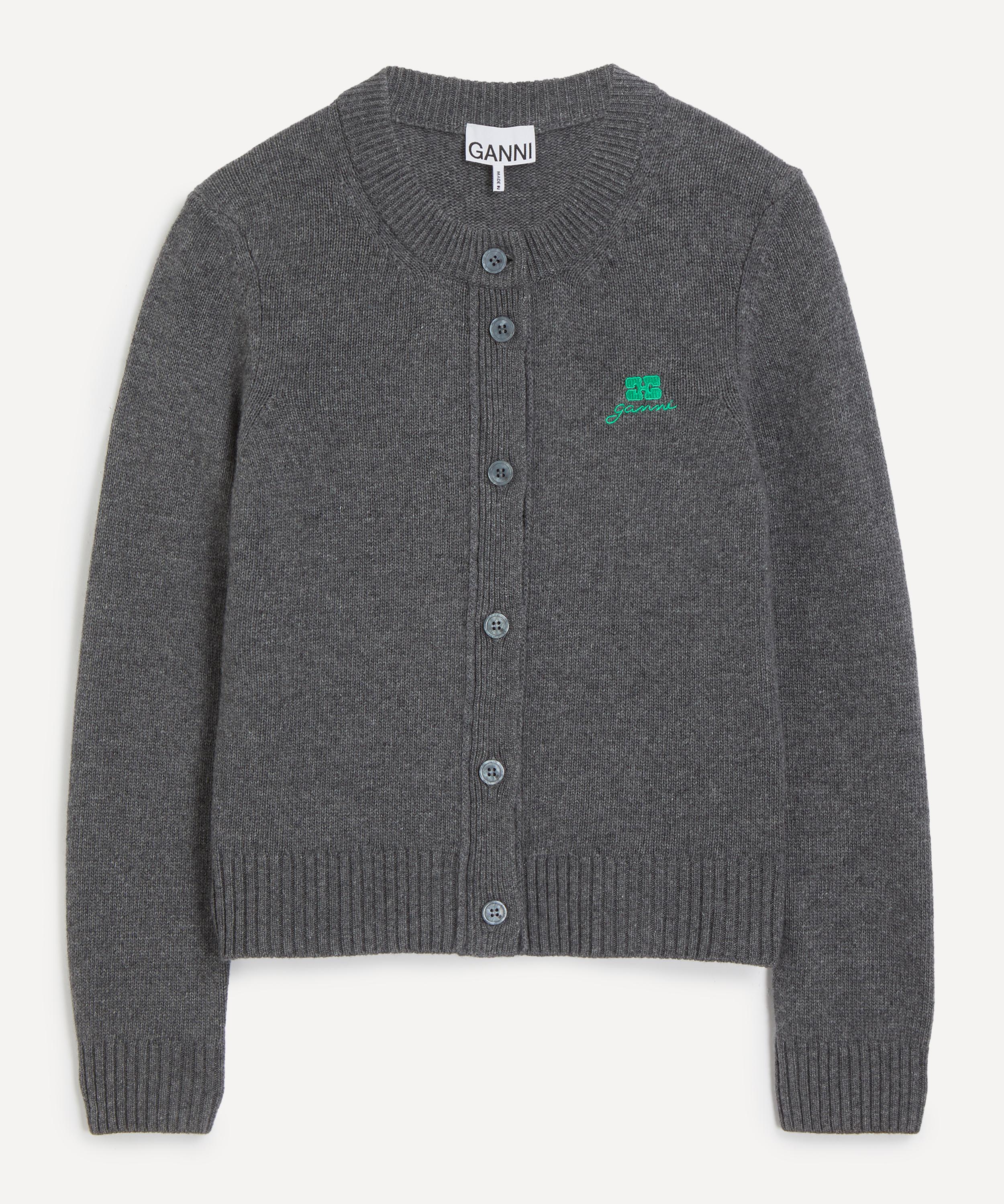 Ganni - Grey Wool-Mix Cardigan image number 0