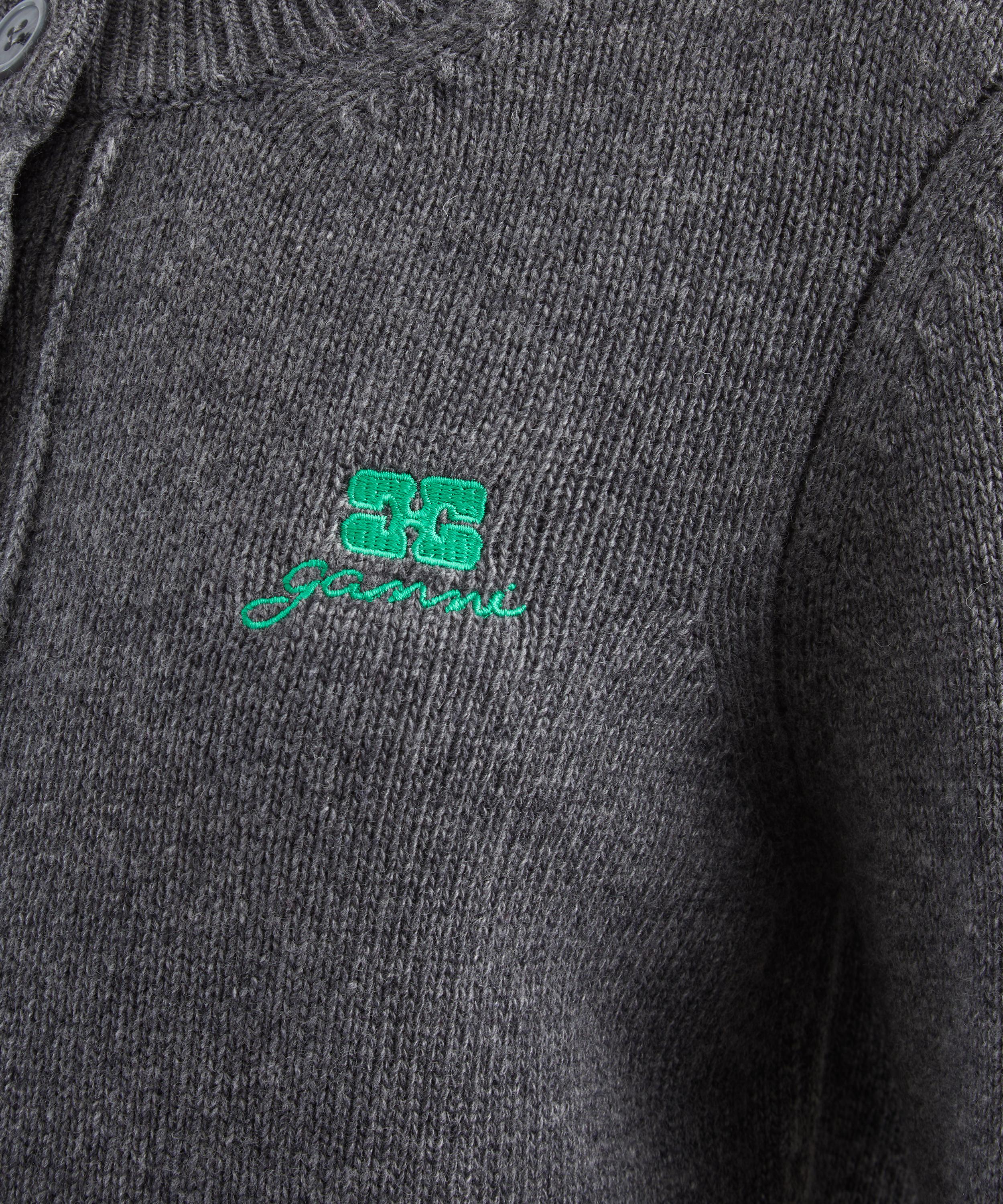Ganni - Grey Wool-Mix Cardigan image number 4