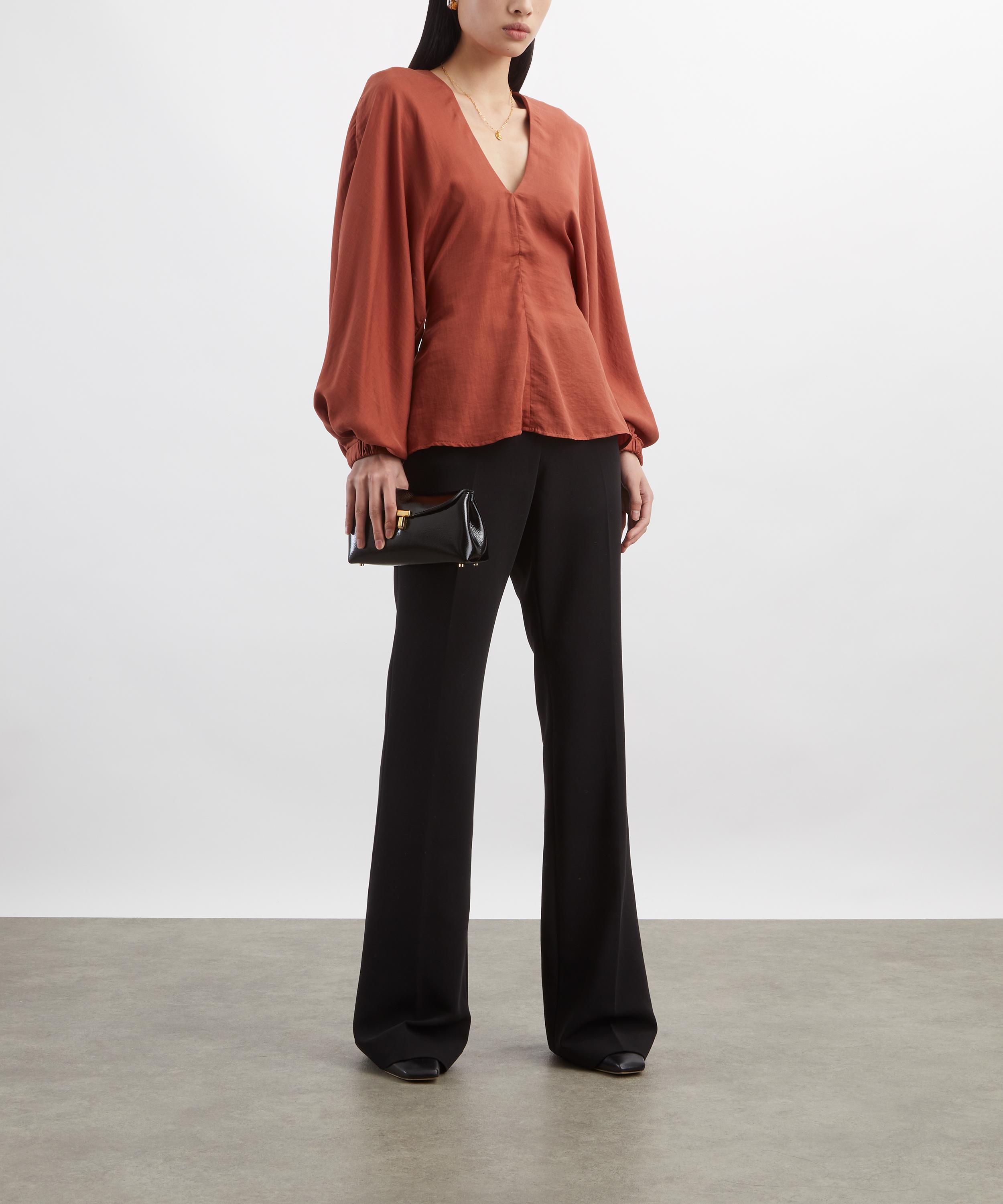 AKYN - Iris Terracotta Satin V-Neck Top image number 1