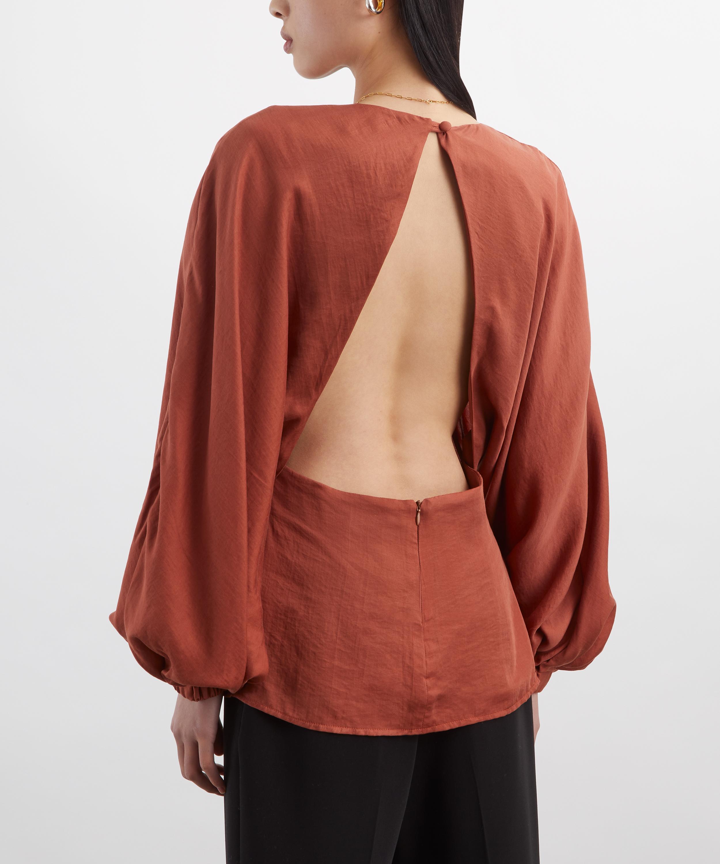 AKYN - Iris Terracotta Satin V-Neck Top image number 3