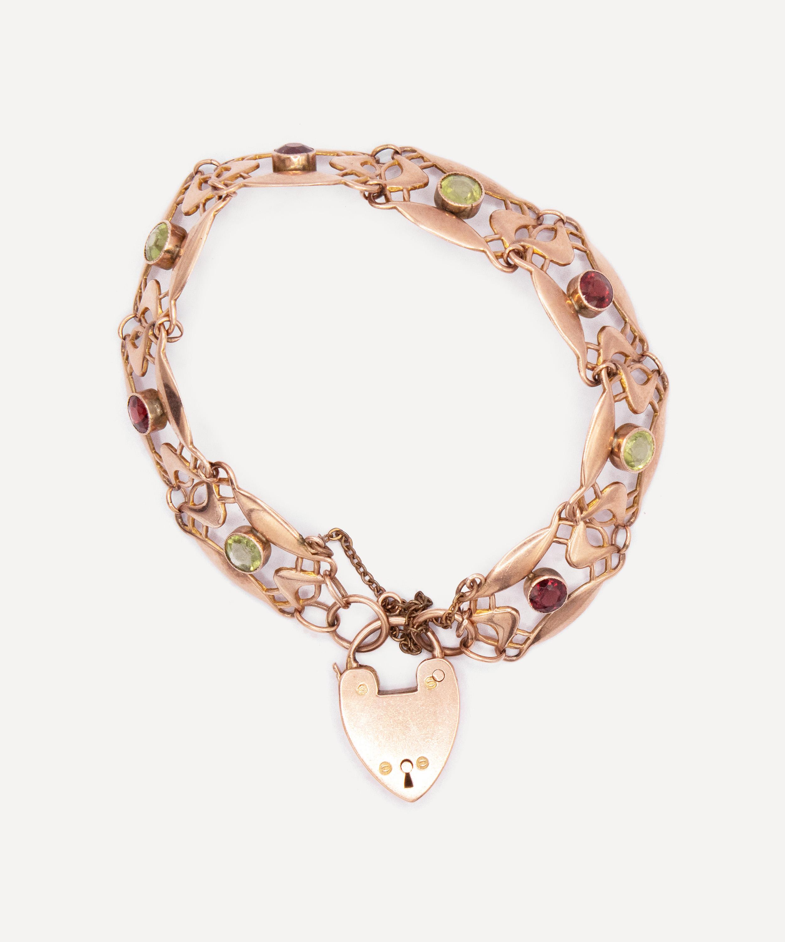 Kojis - 9ct Rose Gold Art Nouveau Garnet and Peridot Bracelet image number 0