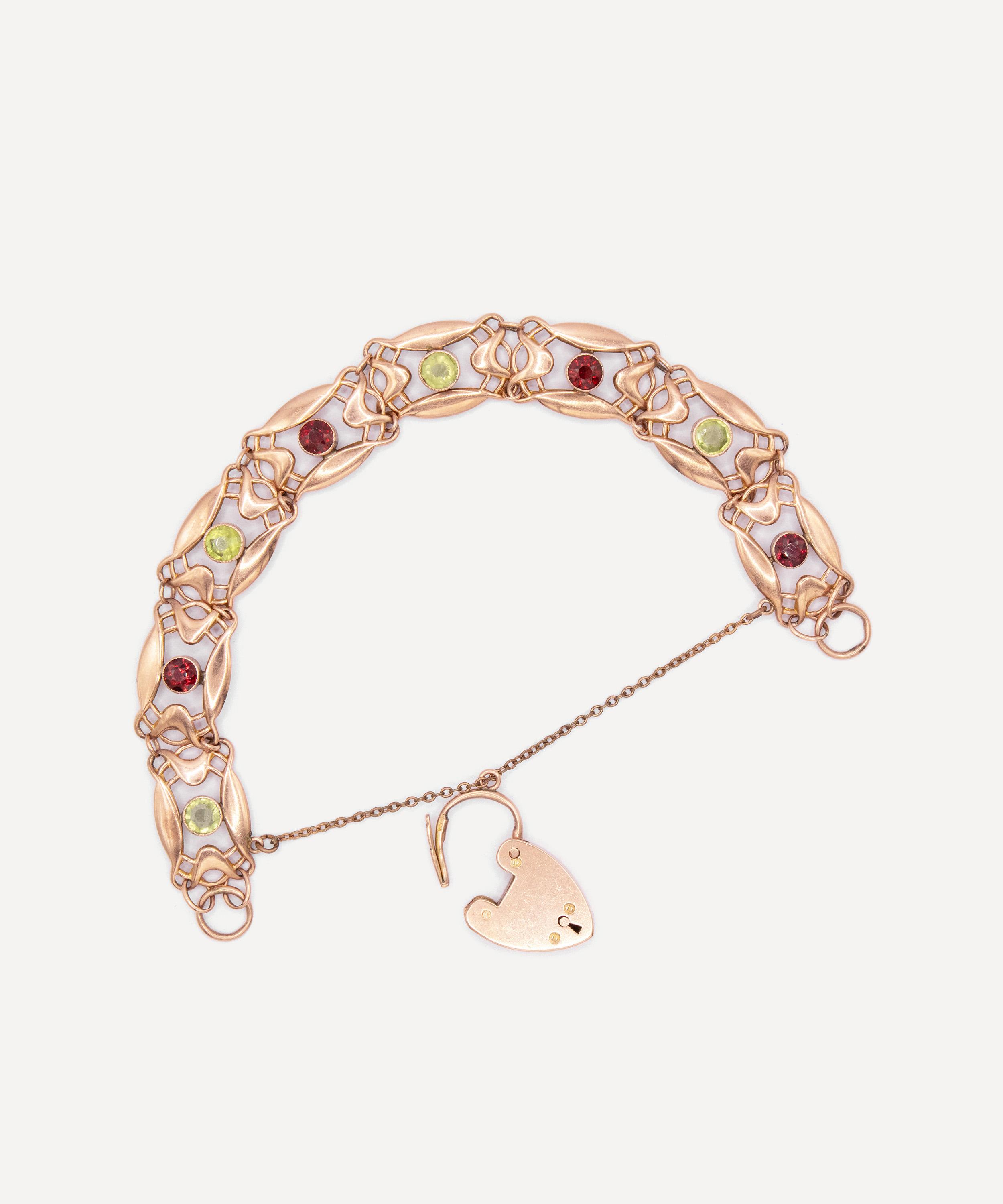 Kojis - 9ct Rose Gold Art Nouveau Garnet and Peridot Bracelet image number 1