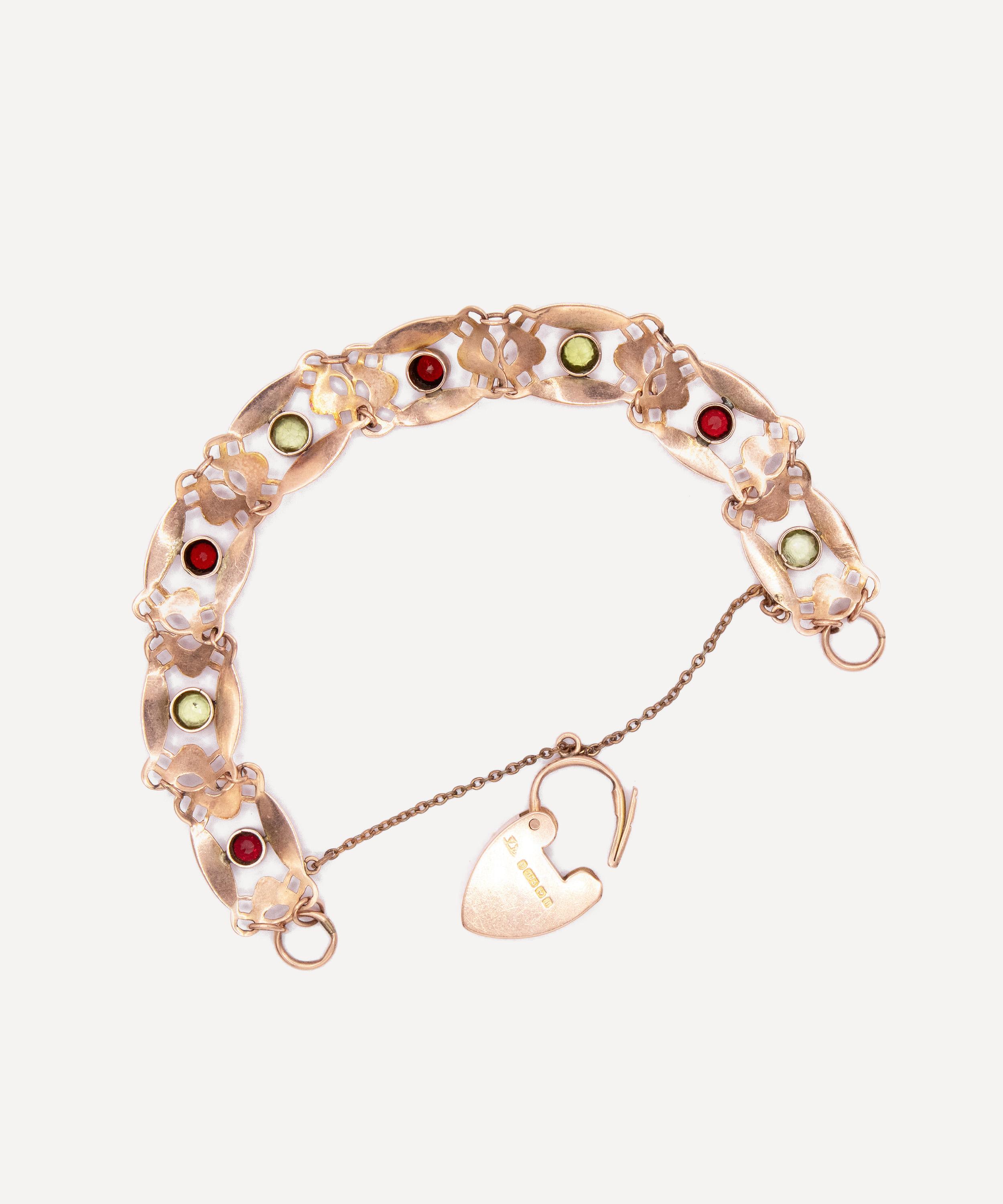 Kojis - 9ct Rose Gold Art Nouveau Garnet and Peridot Bracelet image number 2