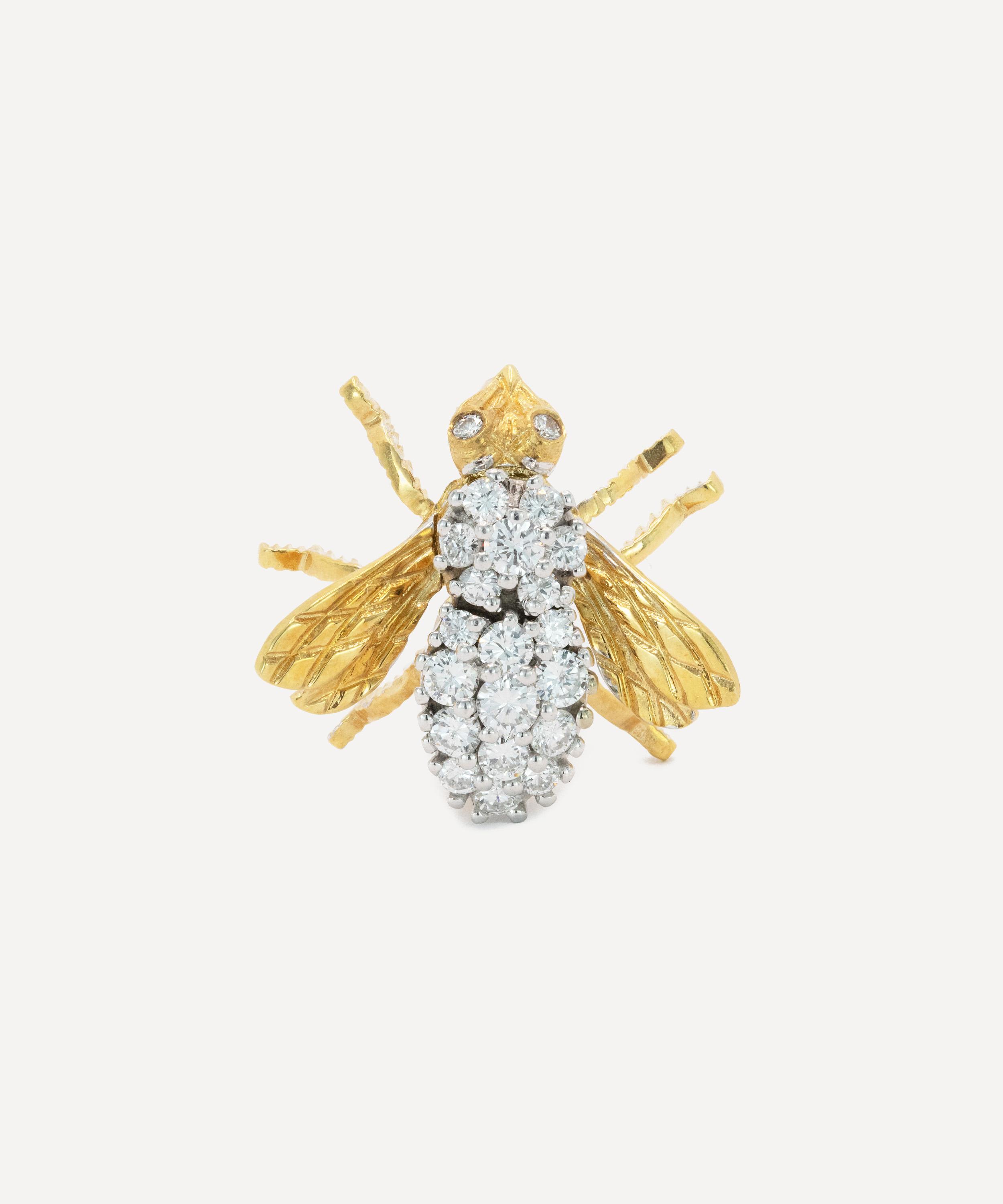 Kojis - 18ct Gold Vintage Diamond Bee Brooch image number 0
