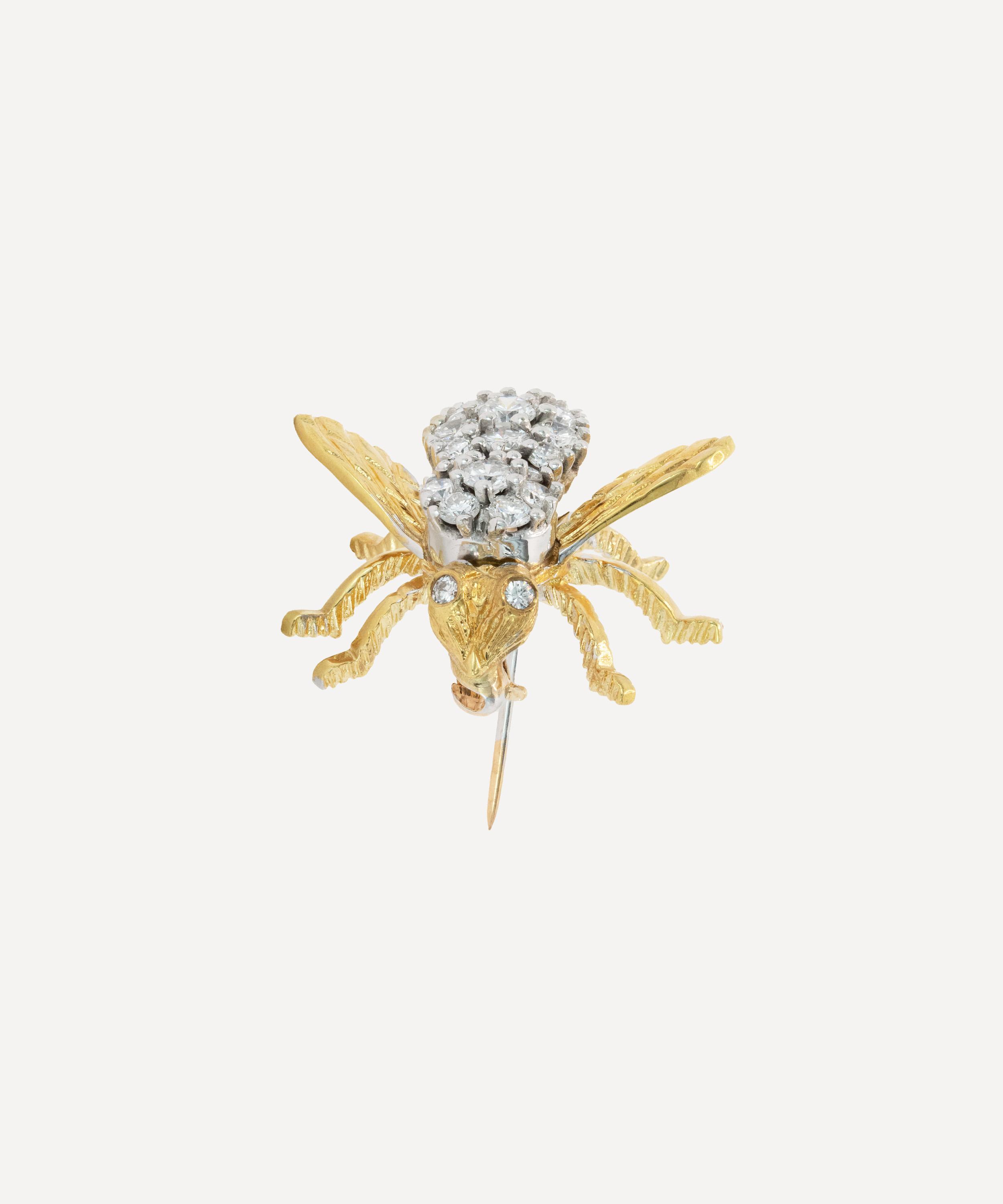 Kojis - 18ct Gold Vintage Diamond Bee Brooch image number 1