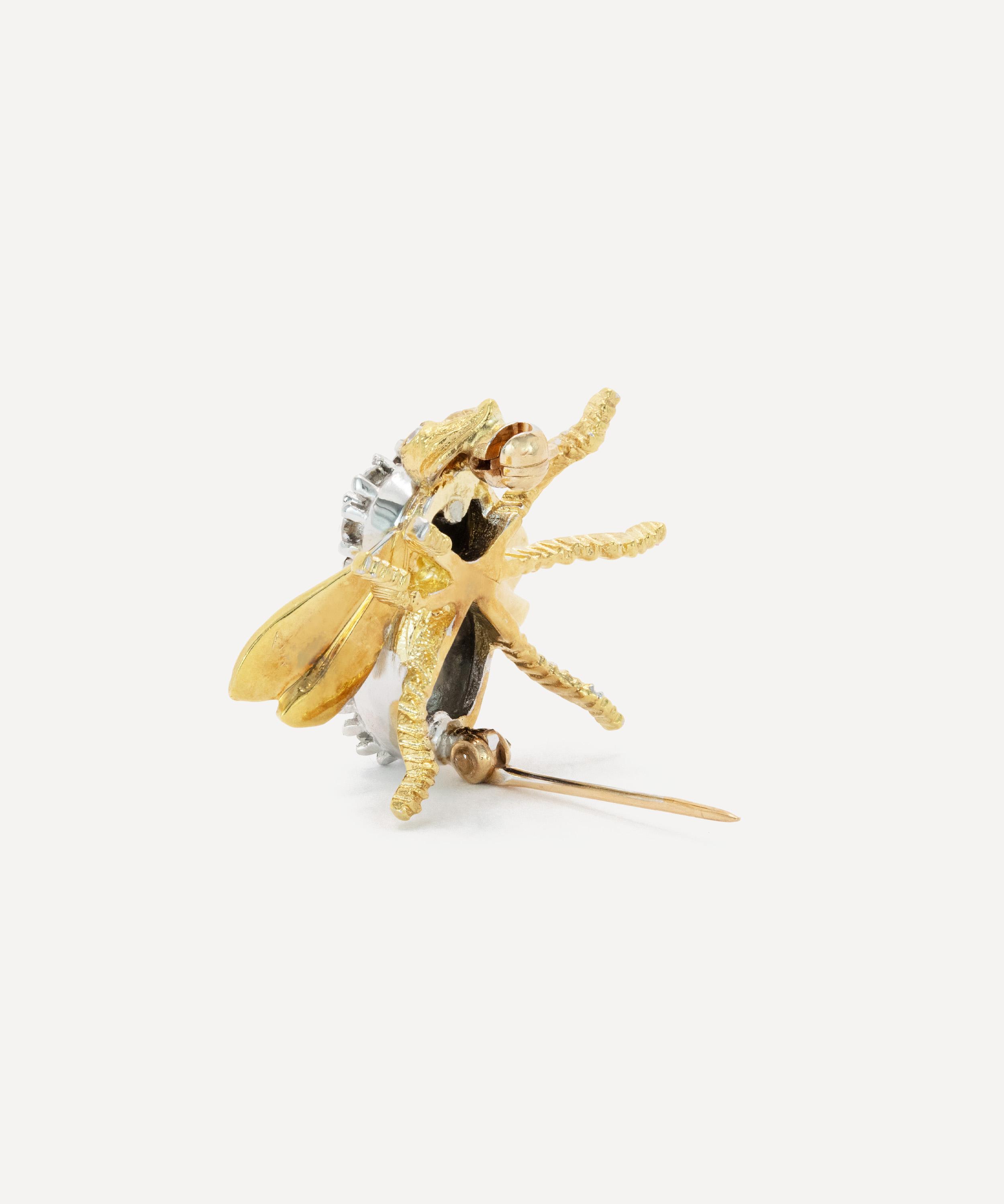Kojis - 18ct Gold Vintage Diamond Bee Brooch image number 2
