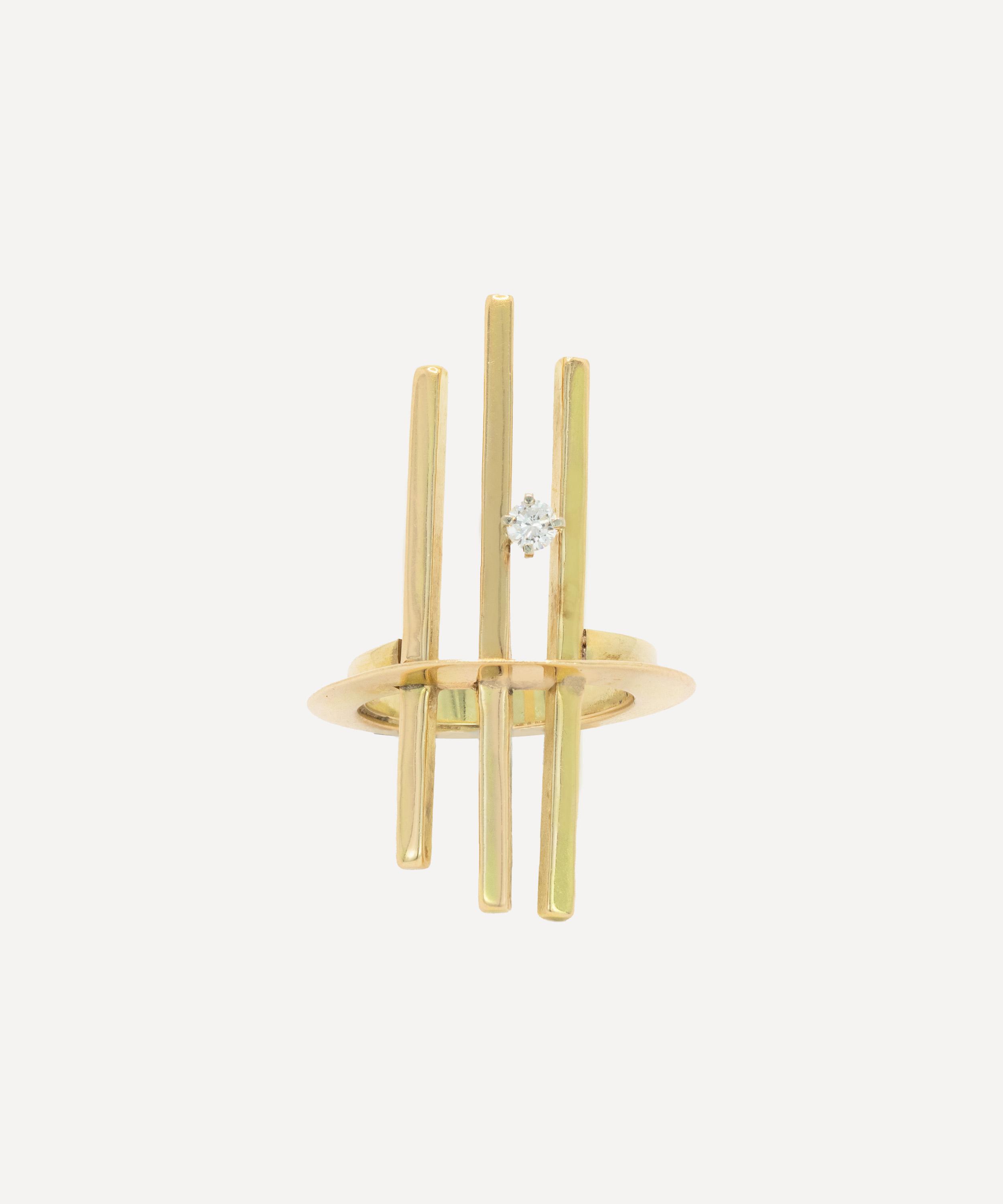 Kojis - 14ct Gold Brutalist and Diamond Structured Ring image number 0