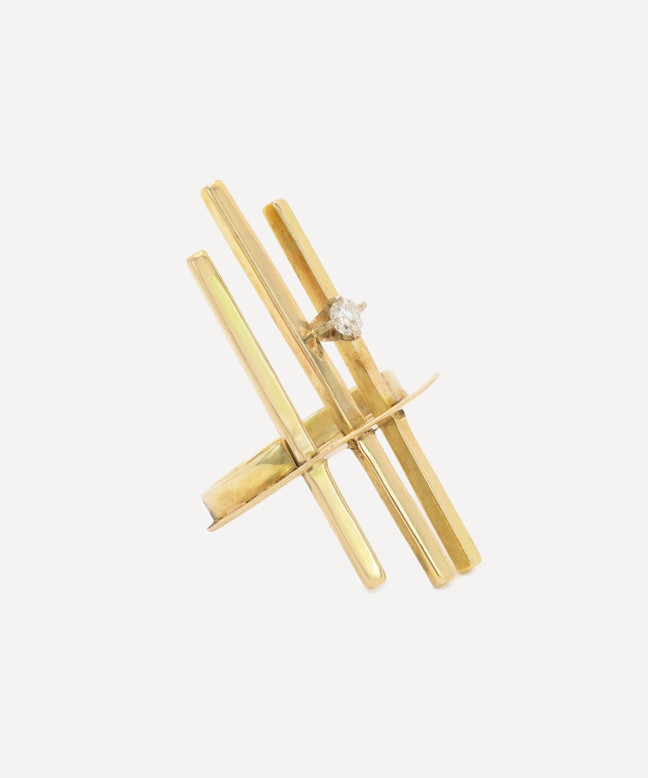 Kojis - 14ct Gold Brutalist and Diamond Structured Ring image number 1