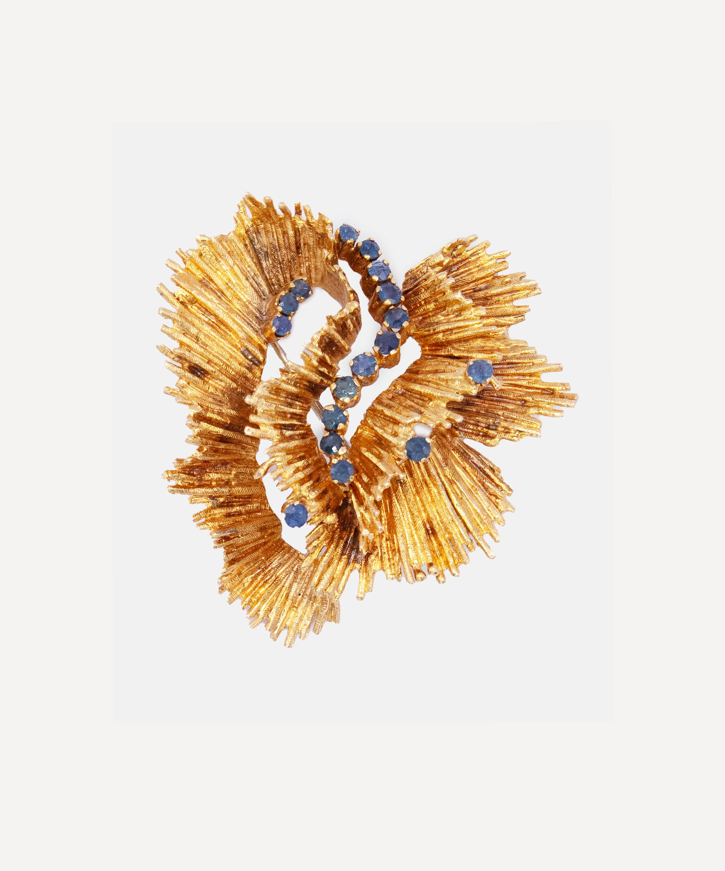 Kojis - 18ct Gold Brutalist Sapphire Brooch image number 0