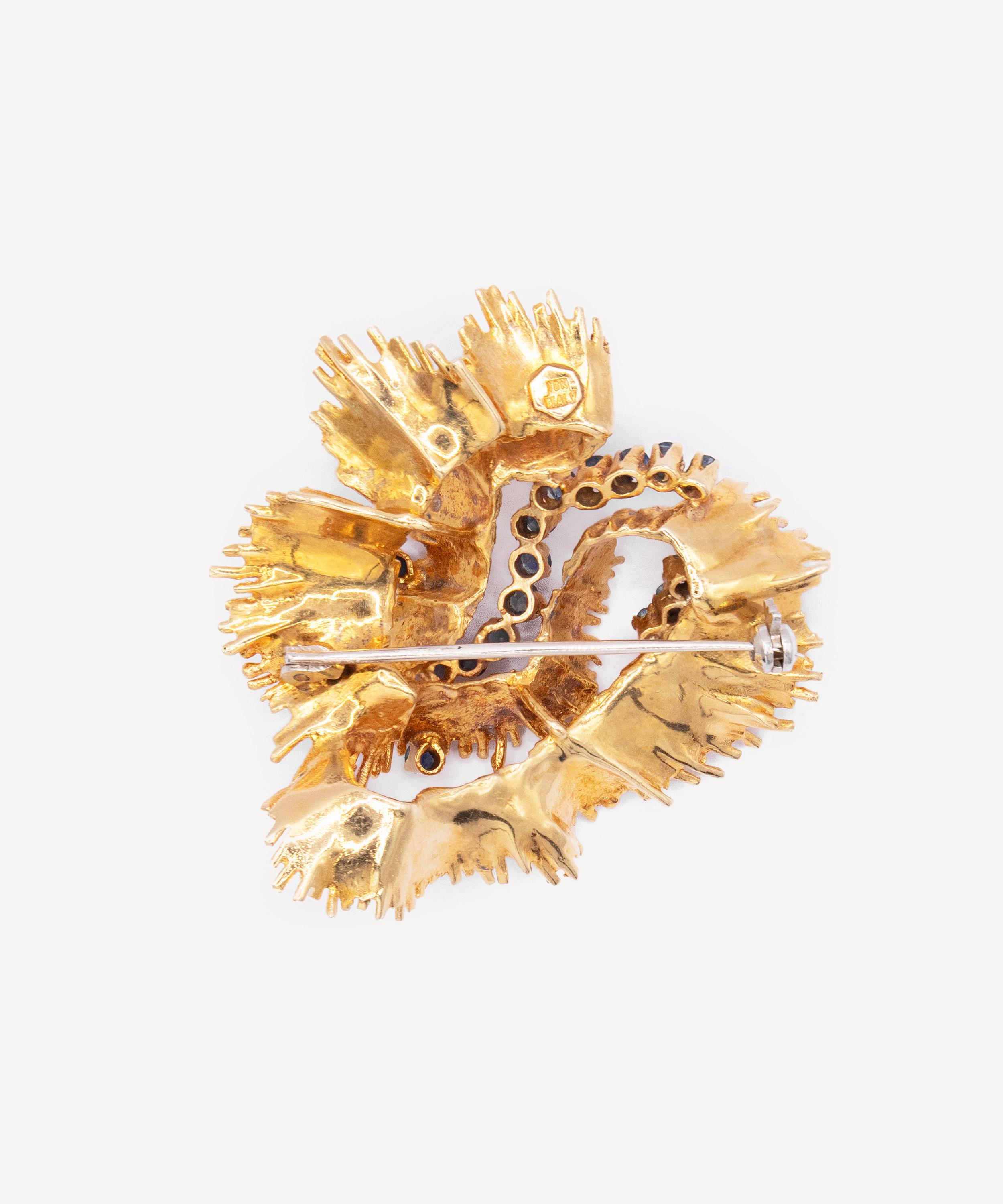 Kojis - 18ct Gold Brutalist Sapphire Brooch image number 2