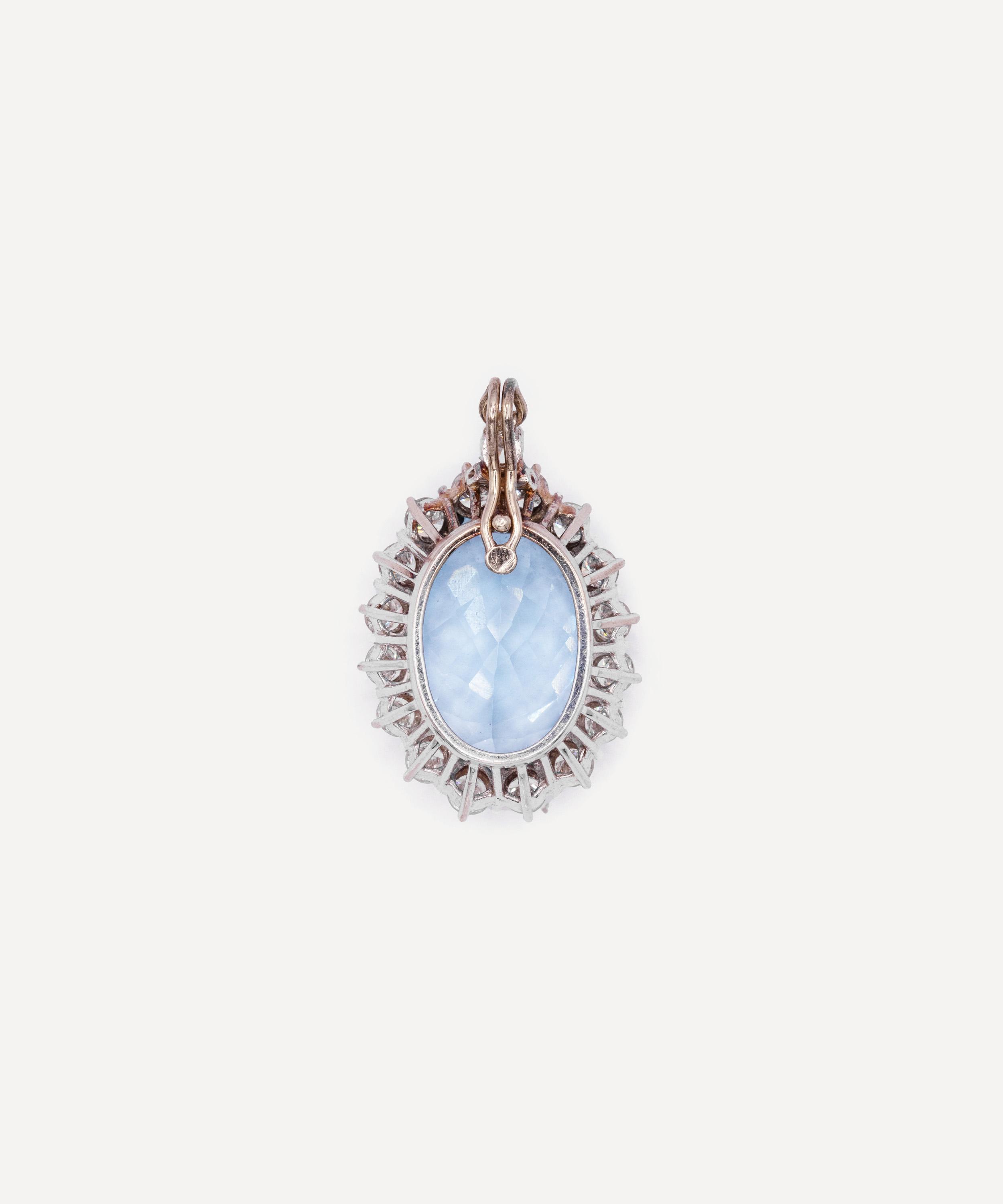 Kojis - 14ct White Gold Vintage Aquamarine and Diamond Pendant image number 2