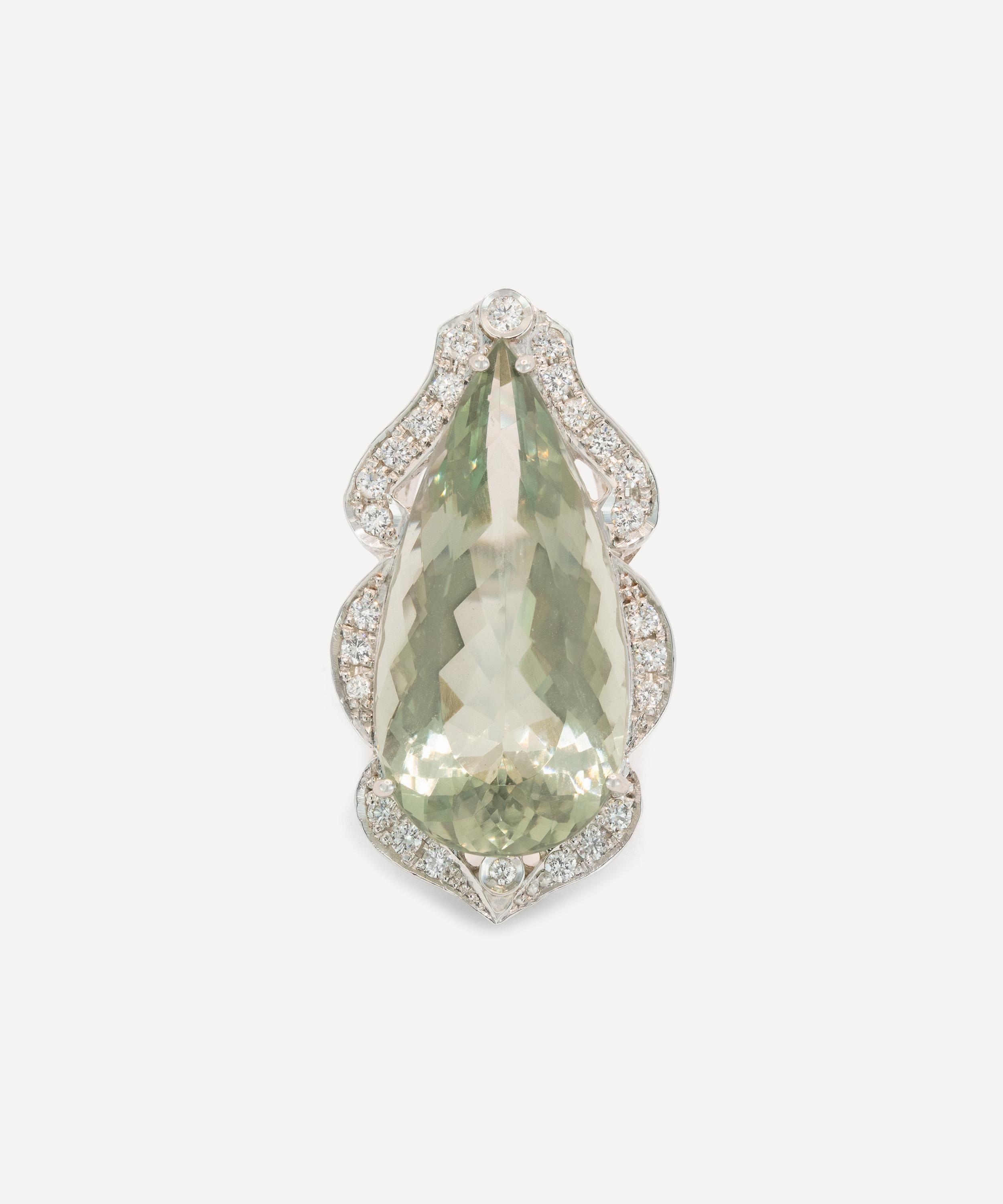 Kojis - 14ct White Gold Prasiolite and Diamond Ring image number 0