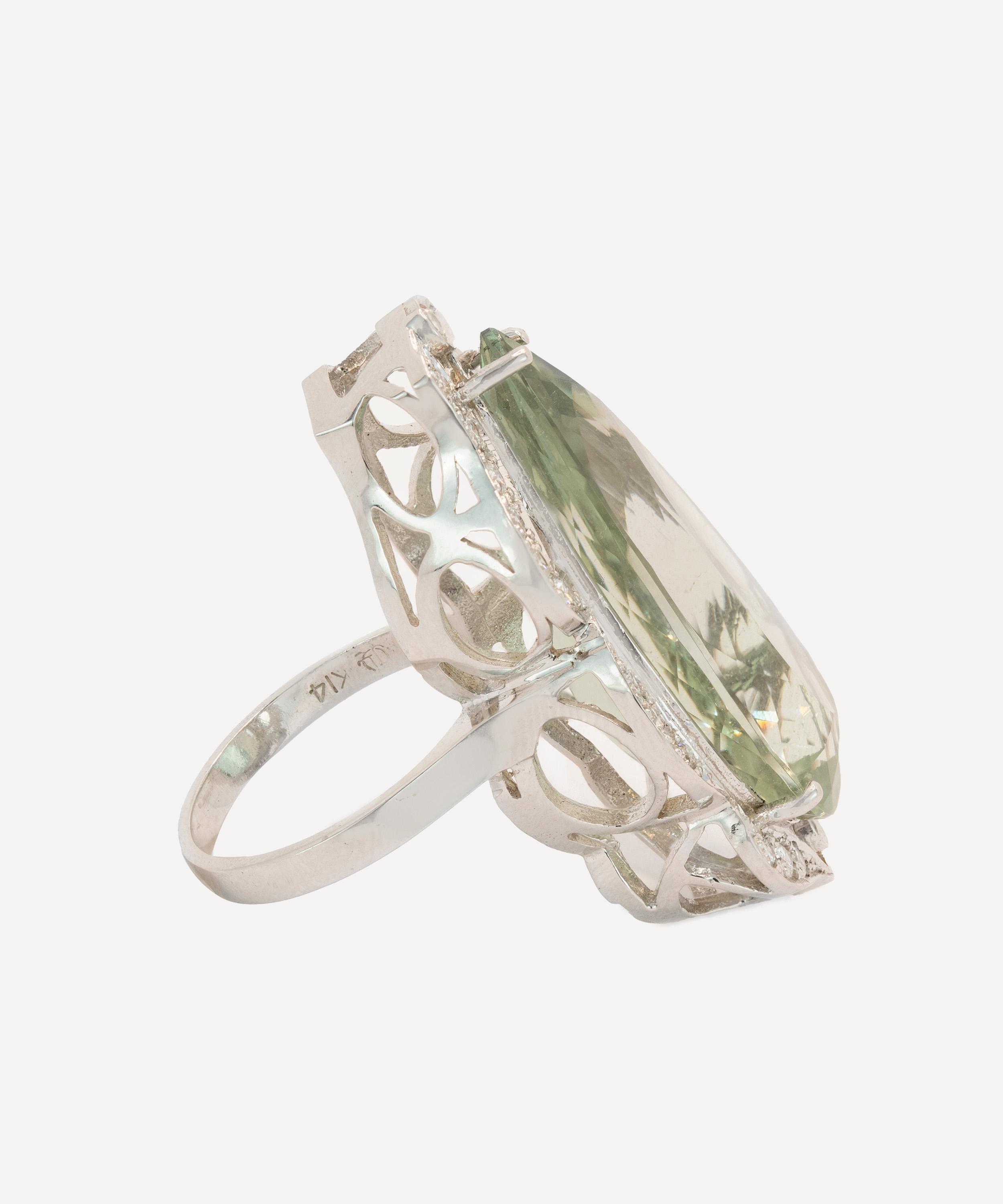 Kojis - 14ct White Gold Prasiolite and Diamond Ring image number 1