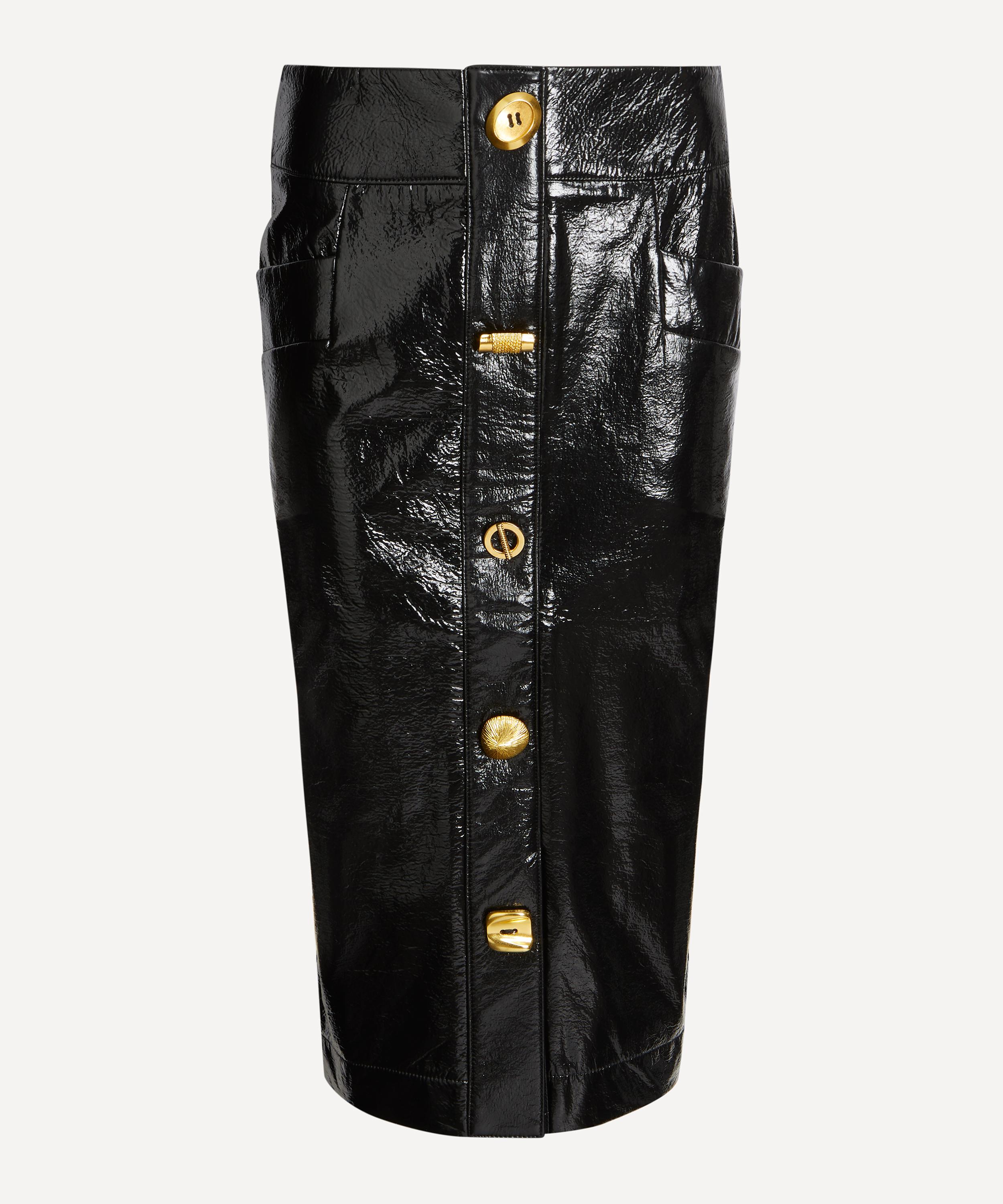 Fran&ccedil;oise - Vinyl Buttoned Skirt