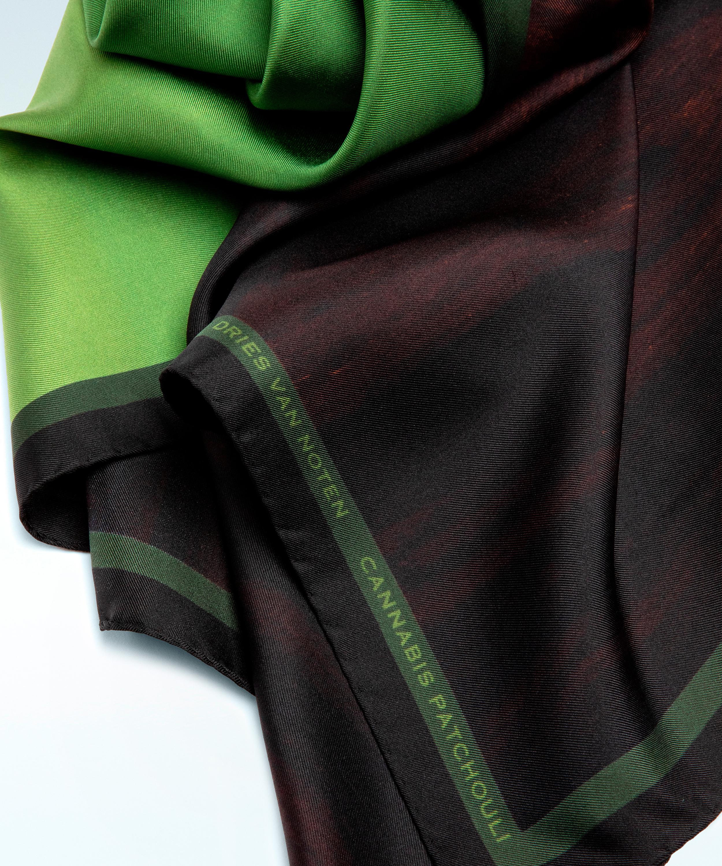 Dries Van Noten - Foulard Cannabis Patchouli Silk Scarf image number 1