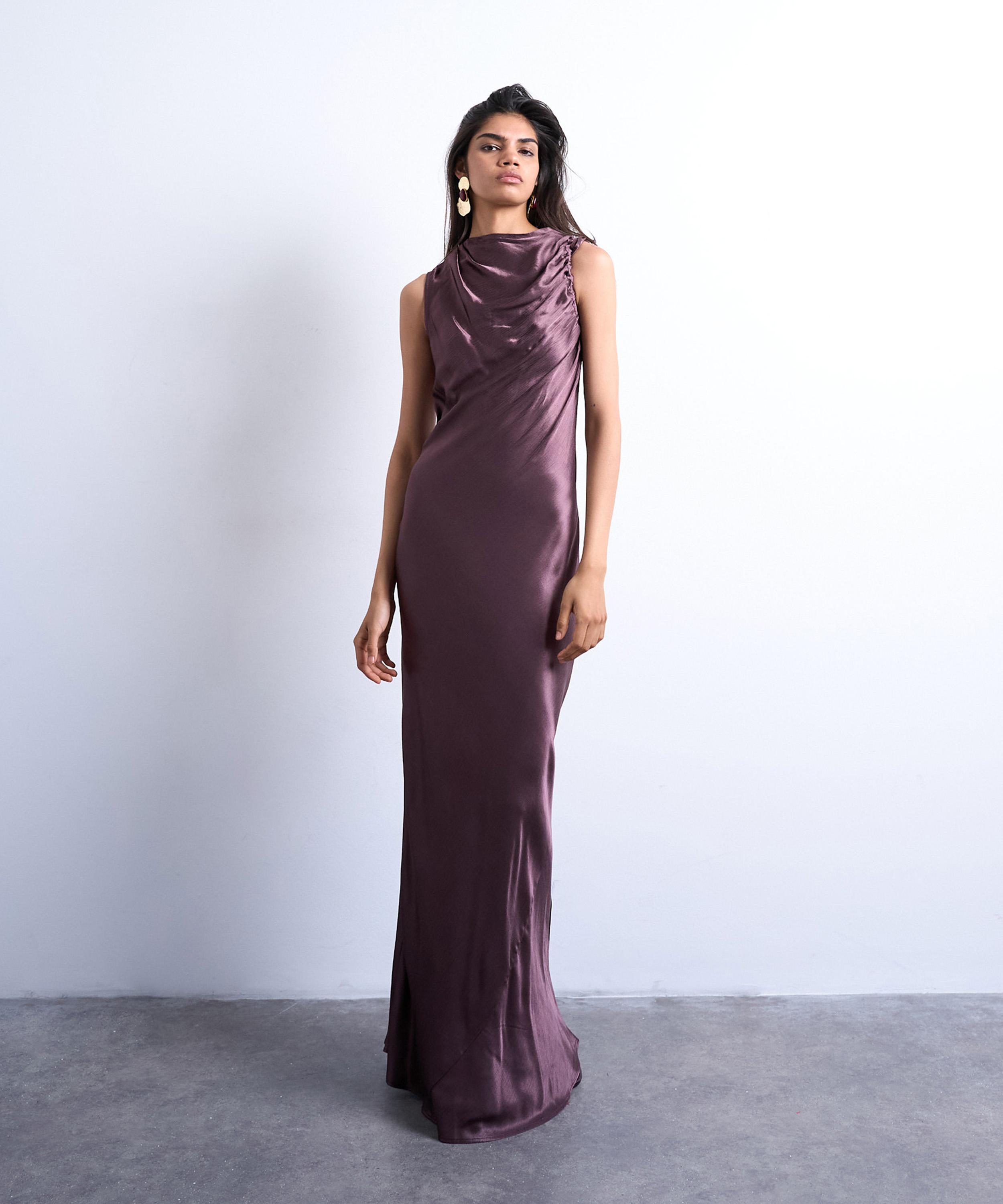 TOPSHOP - Bias Ruched Arm Hole Maxi Occasion Dress image number 0