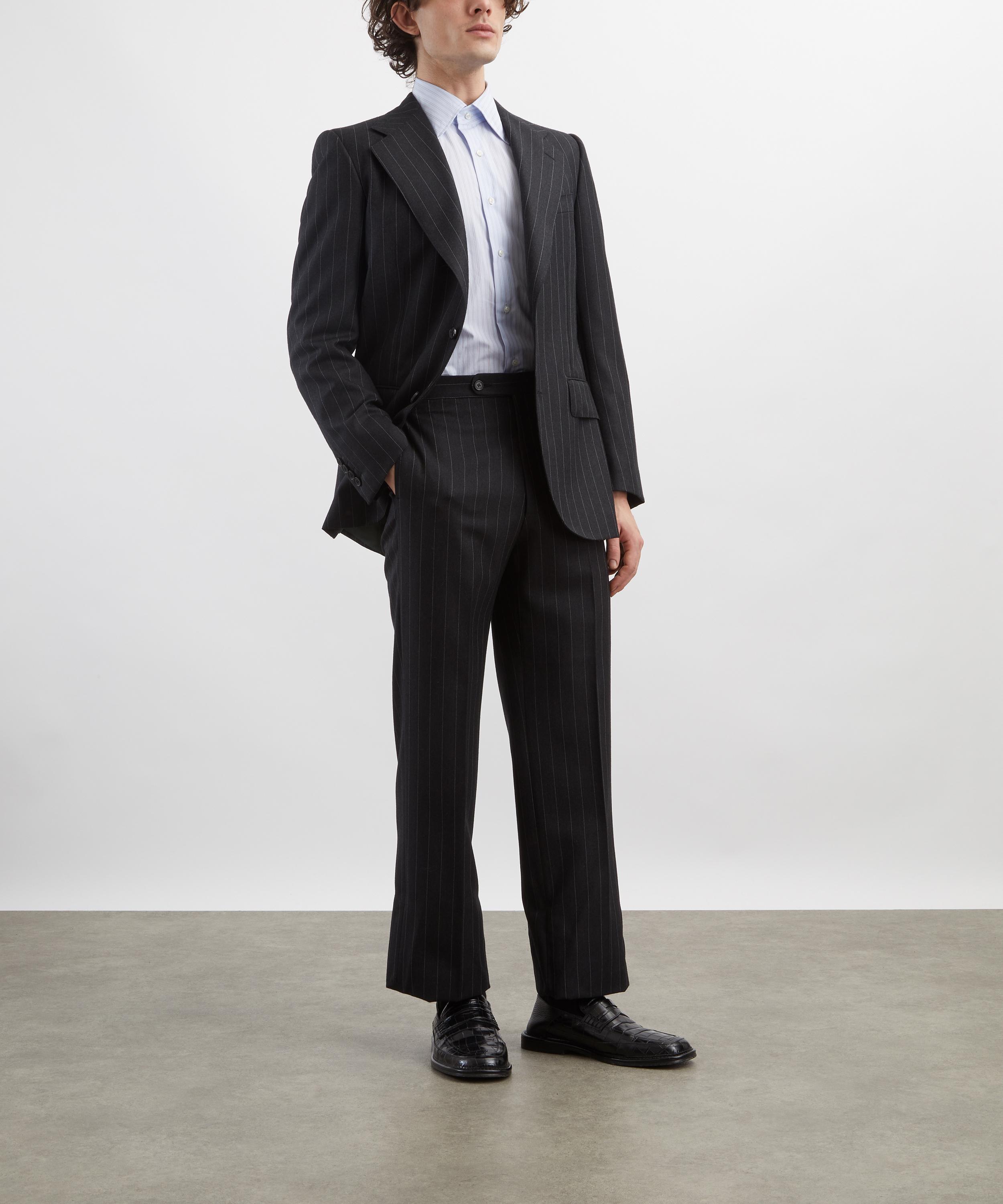 Husbands - Pinstripe Wool Straight Trousers image number 1