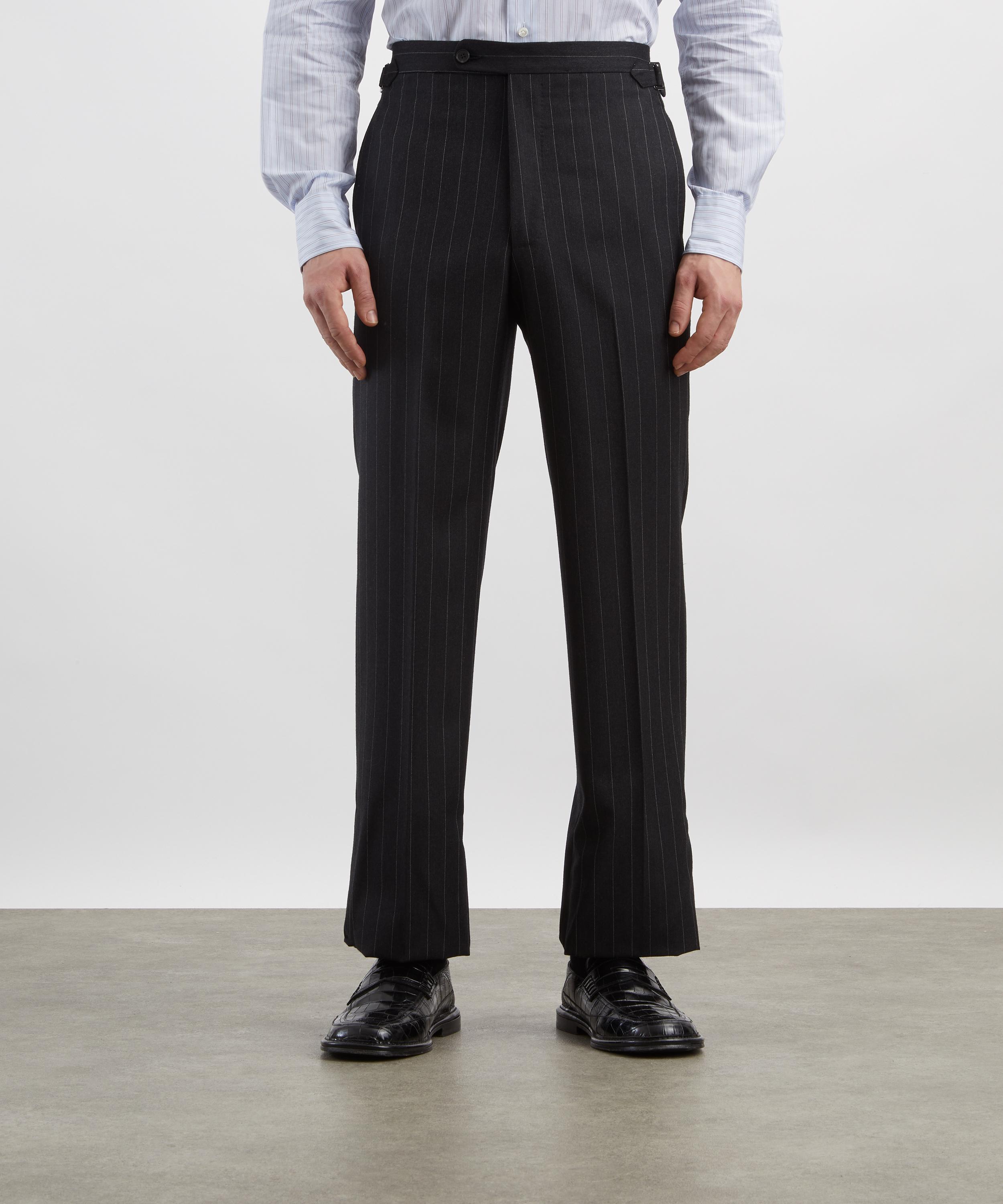 Husbands - Pinstripe Wool Straight Trousers image number 2