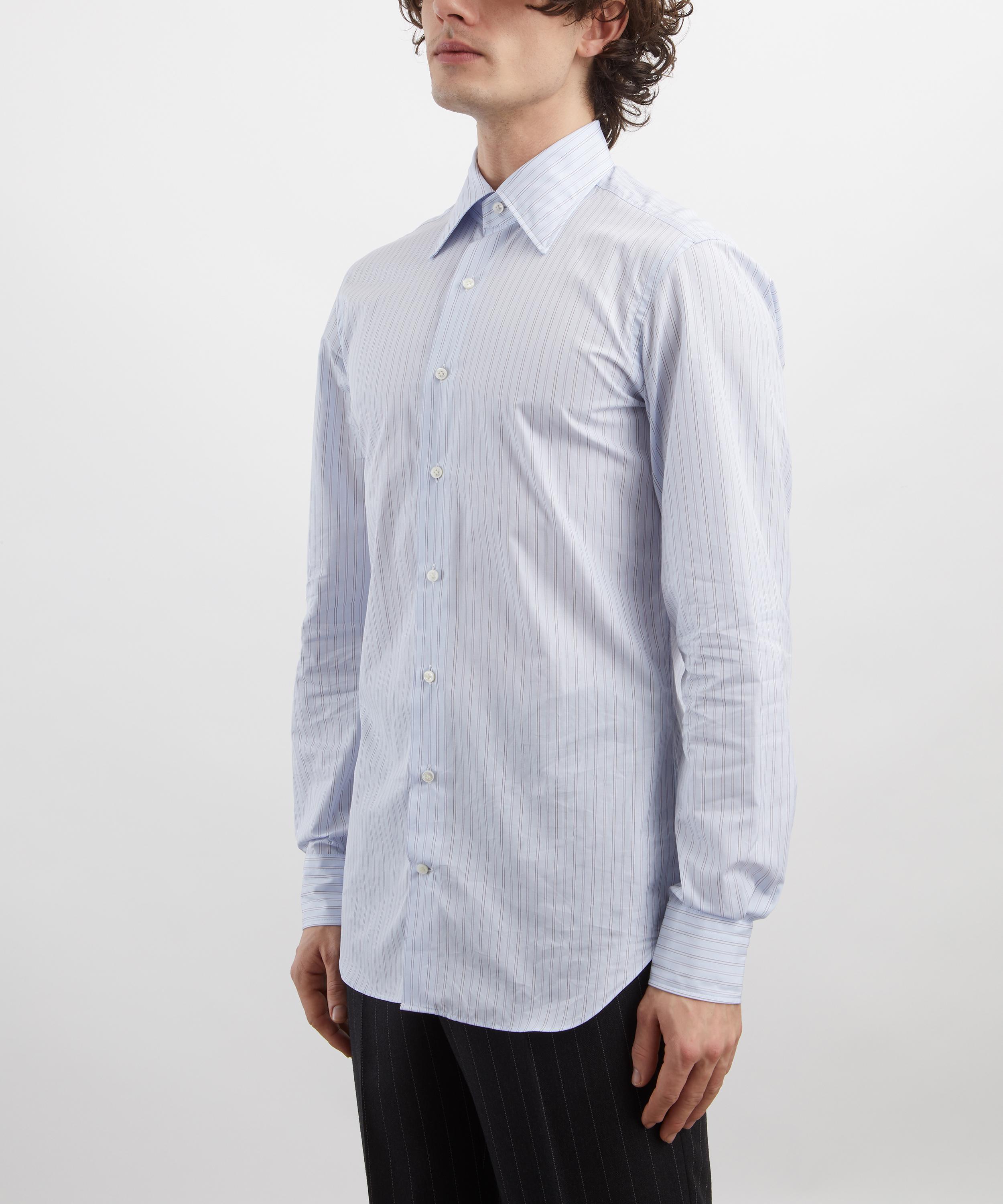 Husbands - Light Blue Stripes Wide Cotton Poplin Shirt image number 2