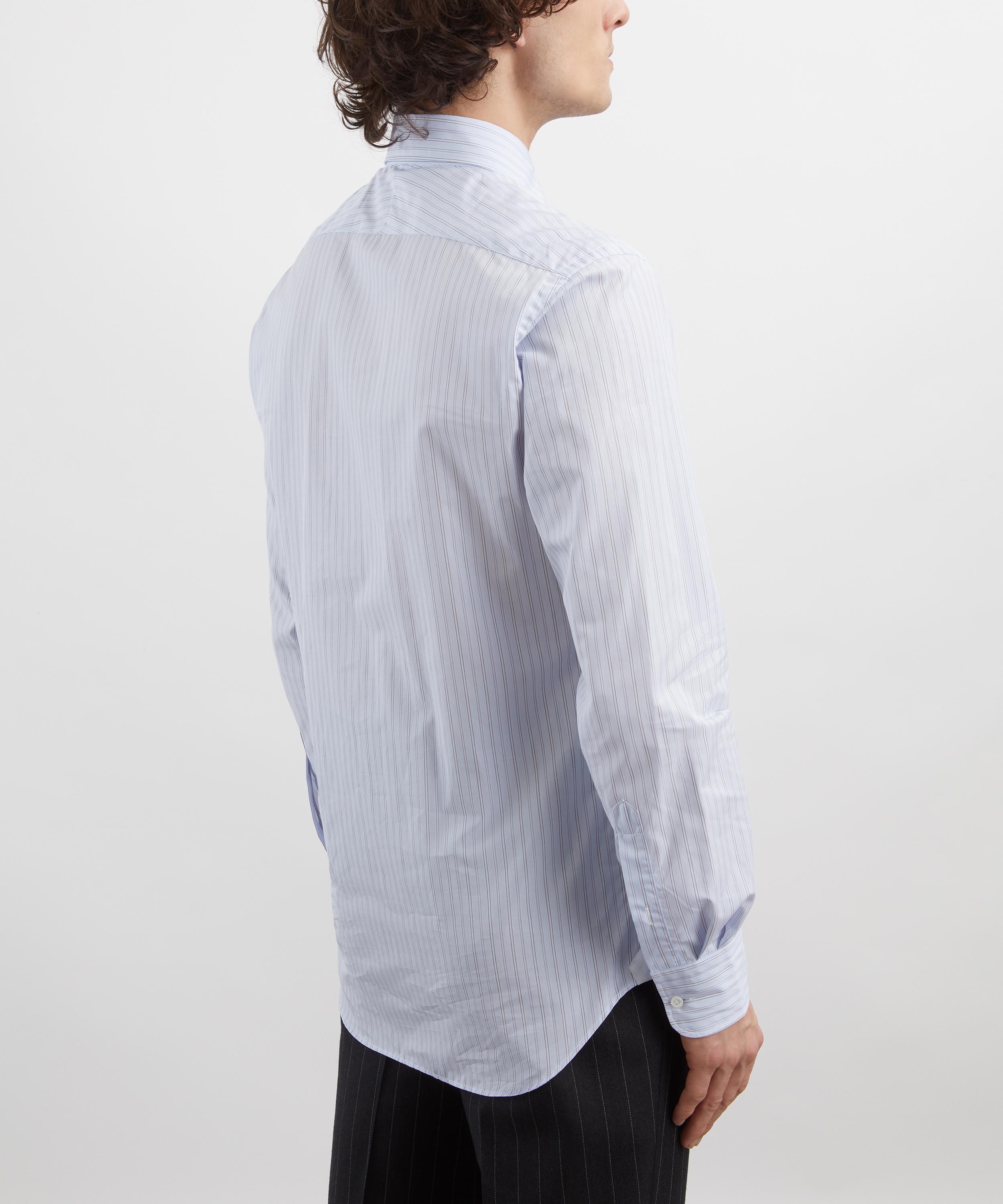 Husbands - Light Blue Stripes Wide Cotton Poplin Shirt image number 3