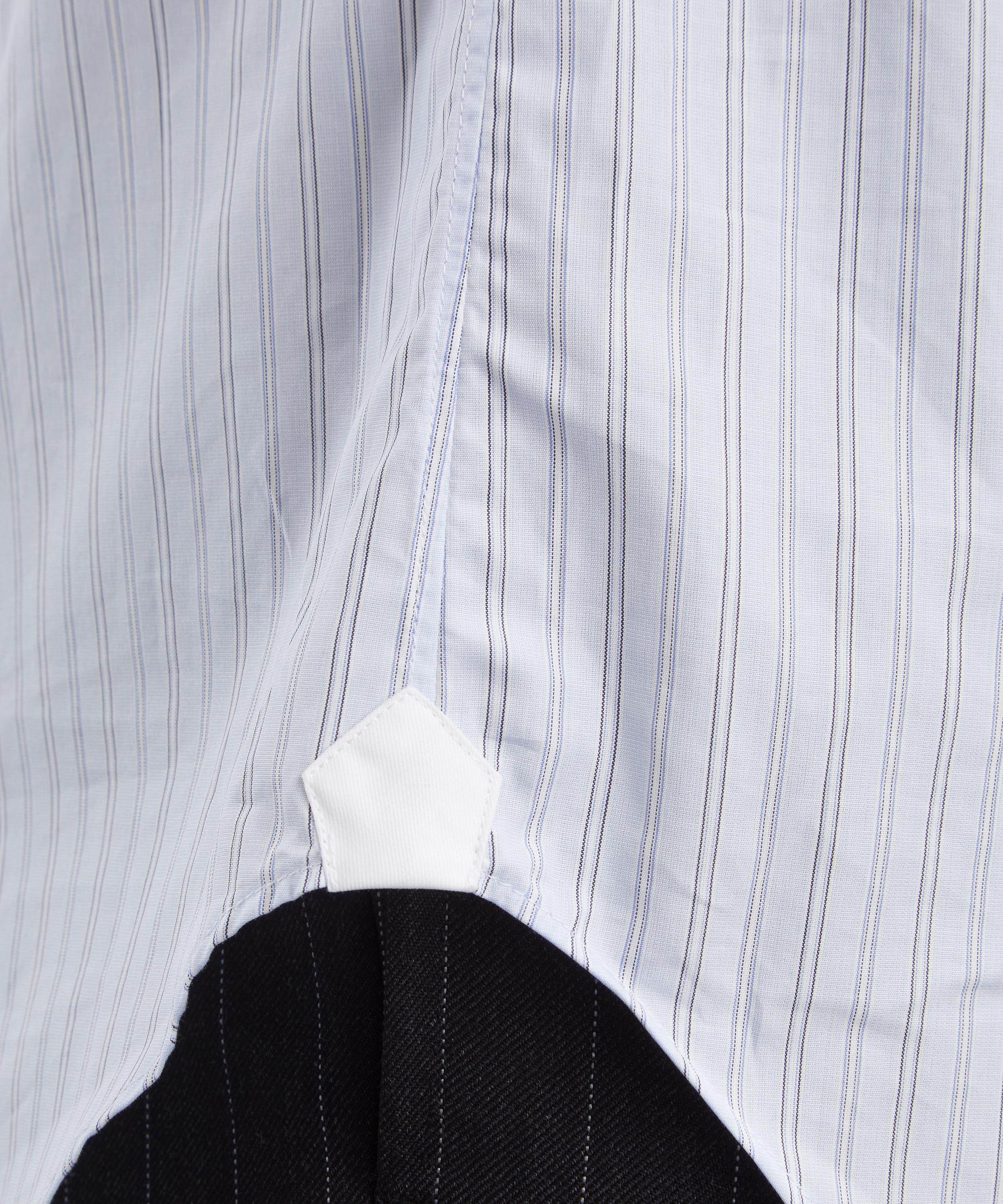 Husbands - Light Blue Stripes Wide Cotton Poplin Shirt image number 4