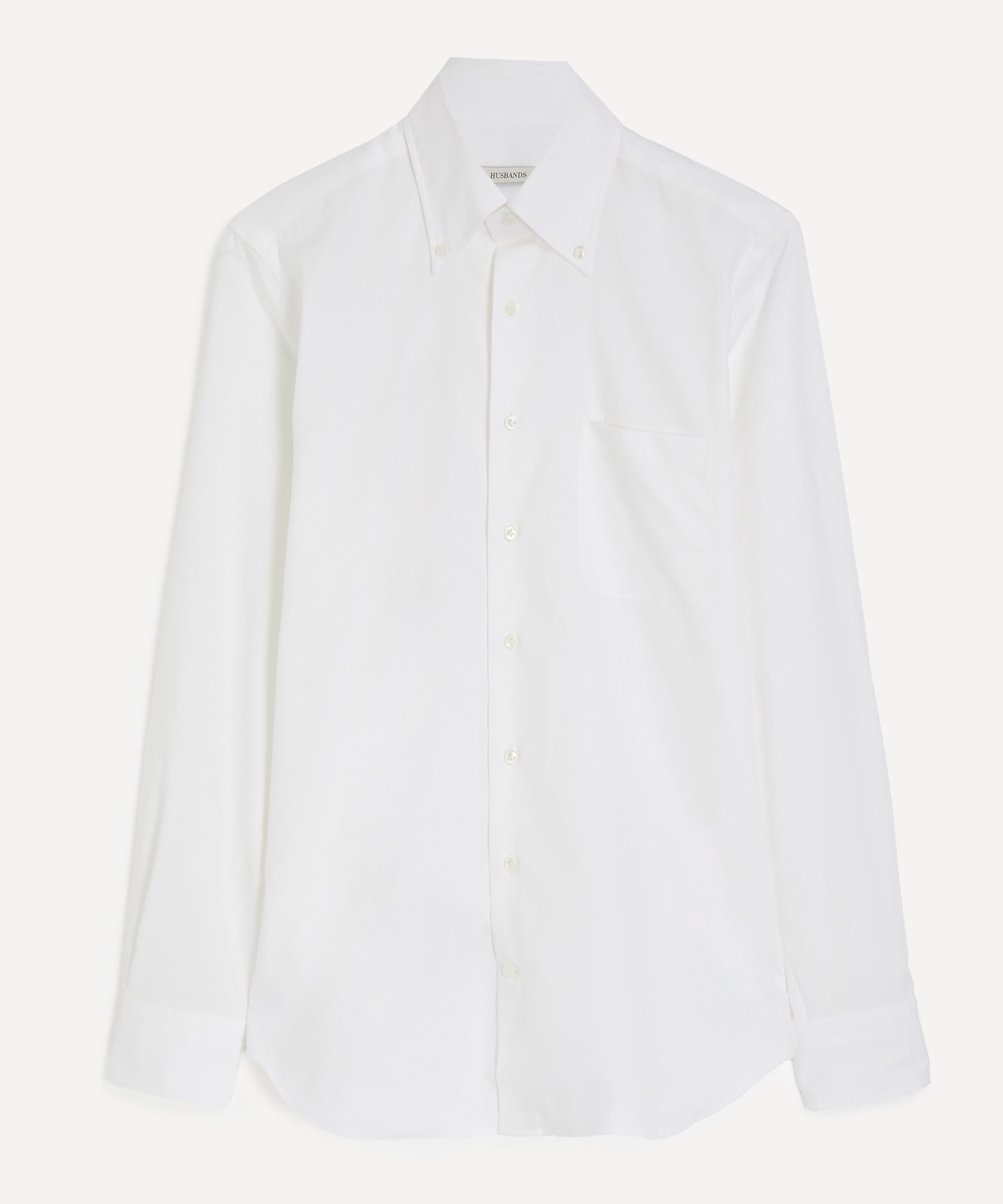 Husbands - White Wide Button-Down Collar Shirt