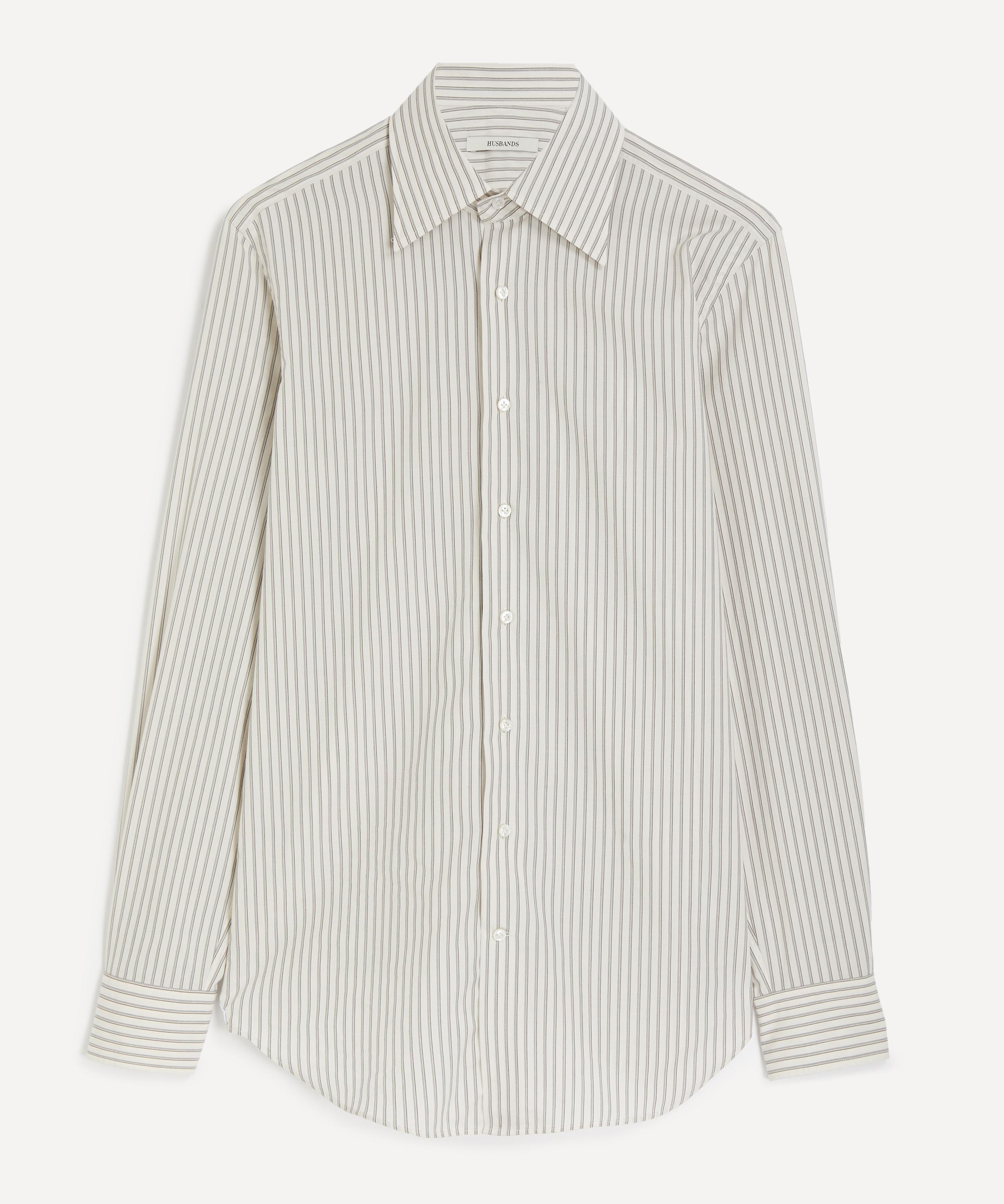 Husbands - Off-White Stripes Wide Cotton Poplin Shirt