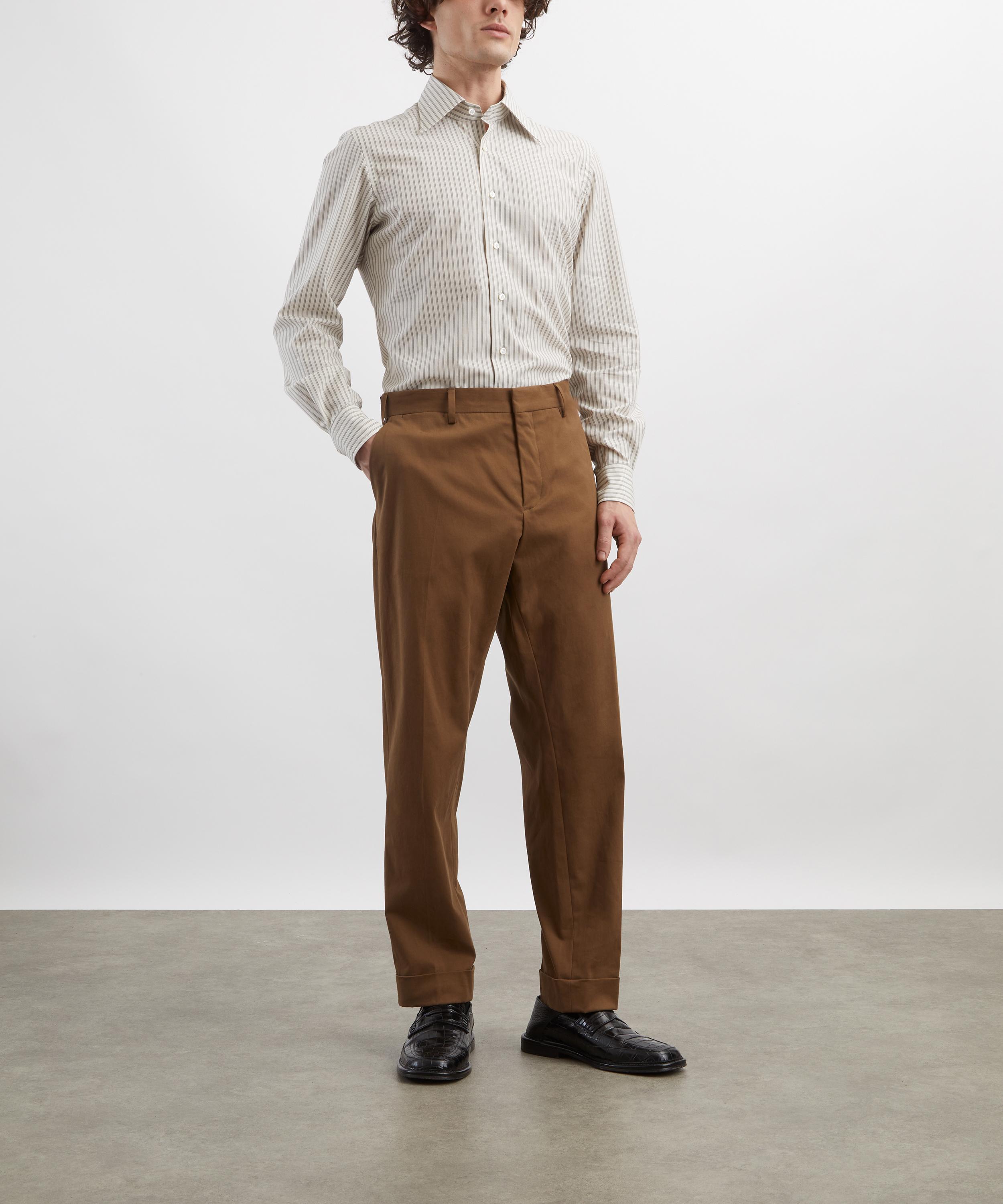 Husbands - Off-White Stripes Wide Cotton Poplin Shirt image number 1