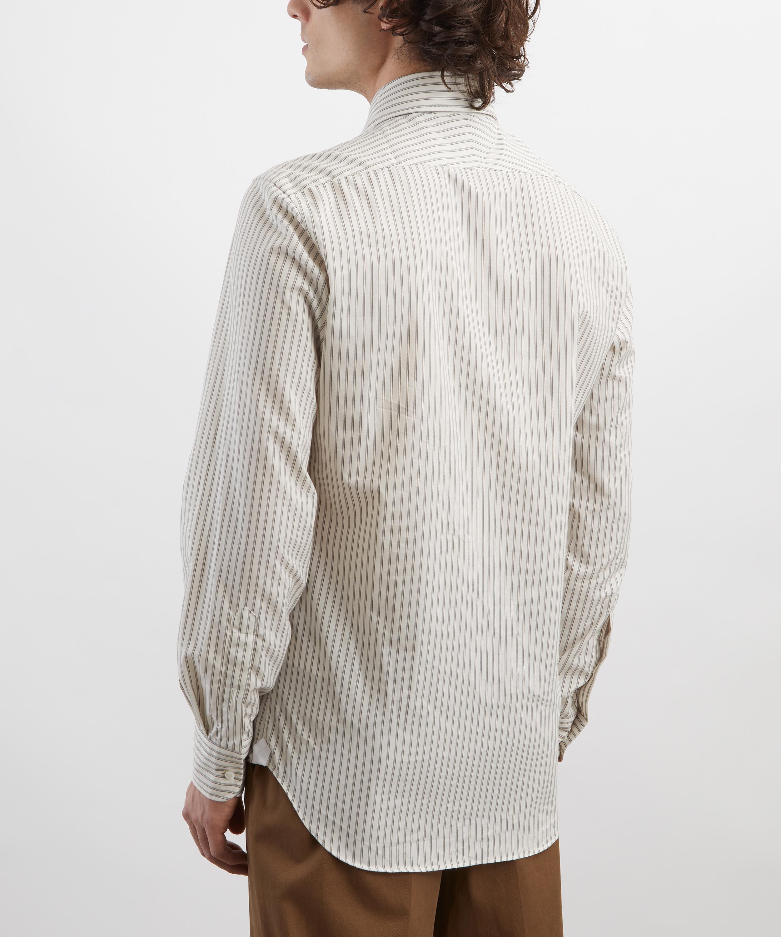 Husbands - Off-White Stripes Wide Cotton Poplin Shirt image number 3