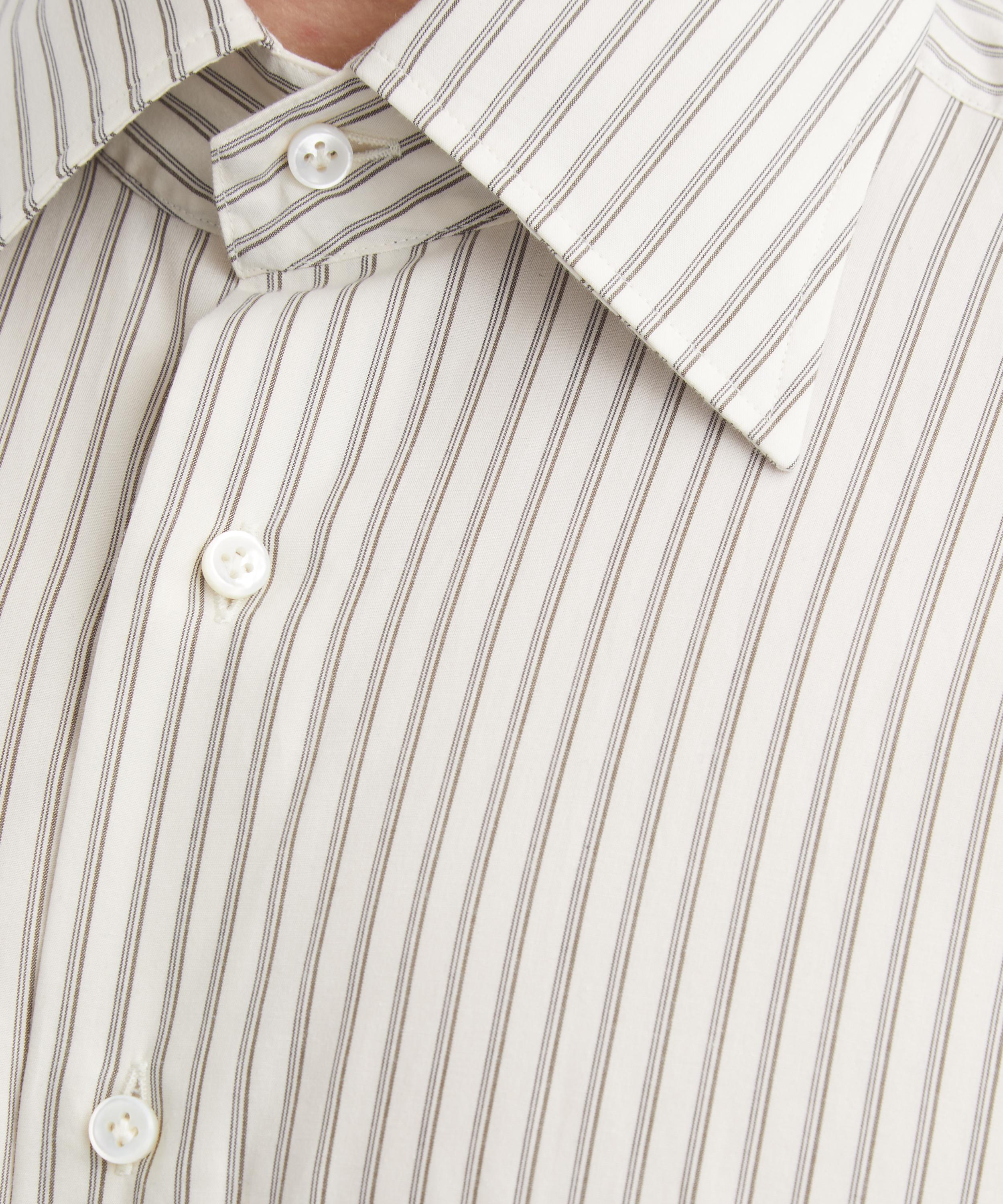 Husbands - Off-White Stripes Wide Cotton Poplin Shirt image number 4