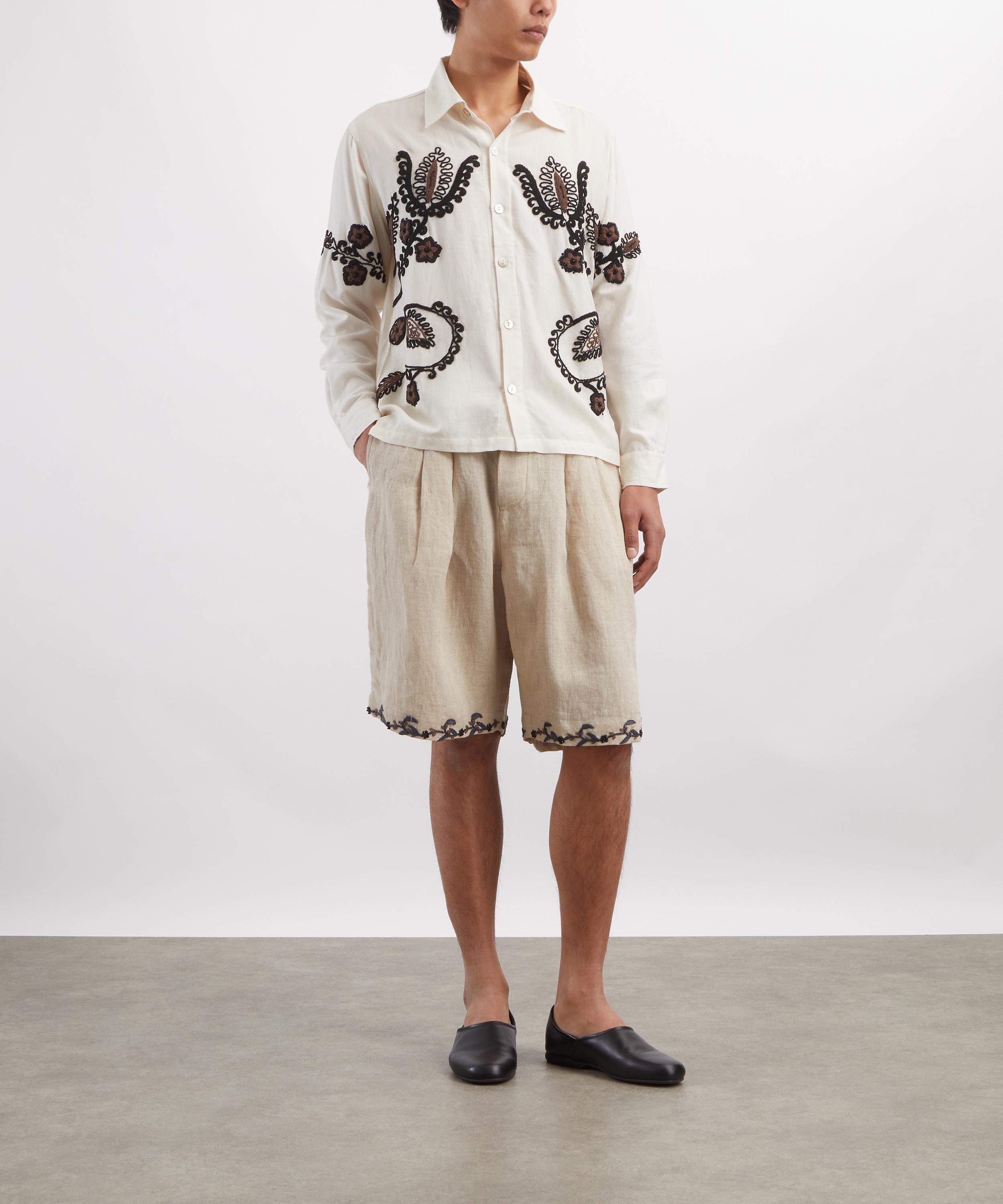 Kartik Research - Double Pleated Linen Shorts image number 1