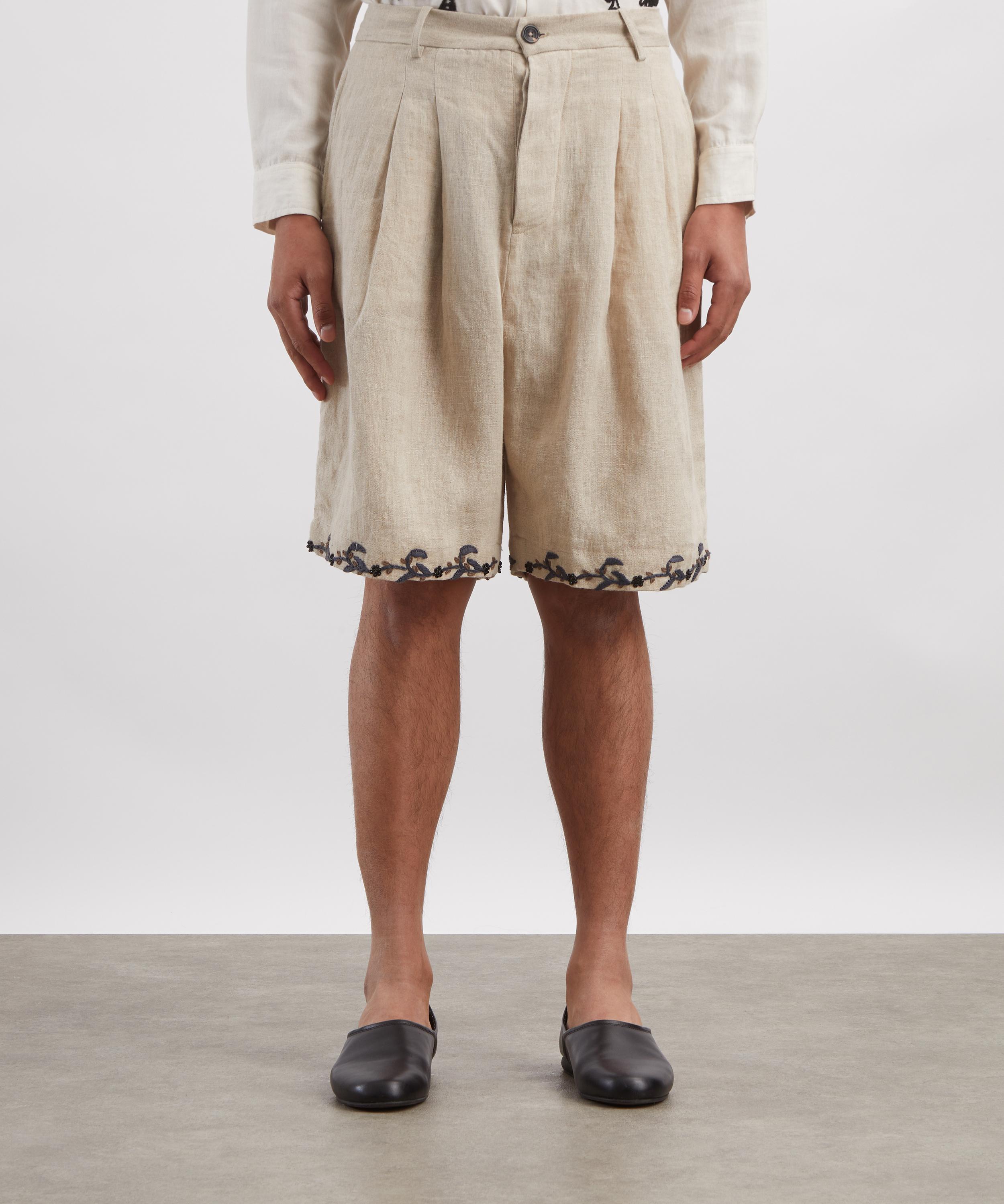 Kartik Research - Double Pleated Linen Shorts image number 2