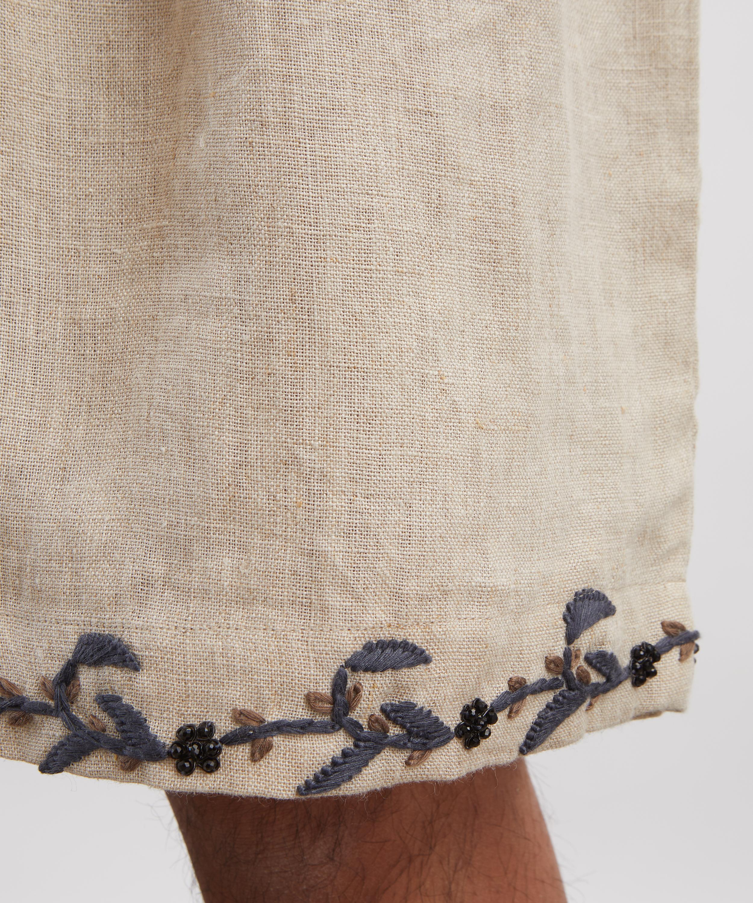 Kartik Research - Double Pleated Linen Shorts image number 4
