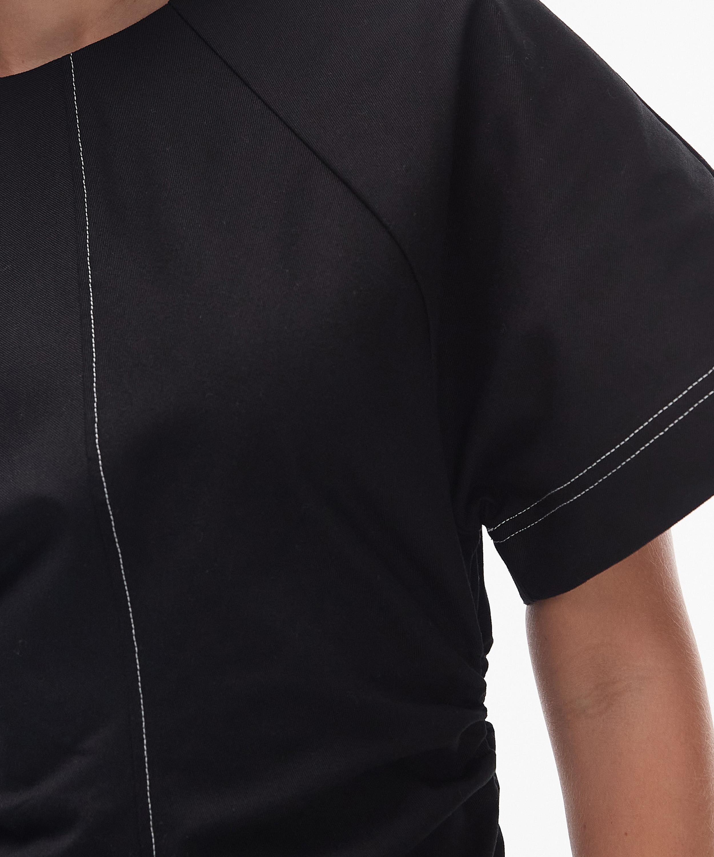TOPSHOP - Heavy Twill Contrast Stitch Short-Sleeve Mini Dress image number 2