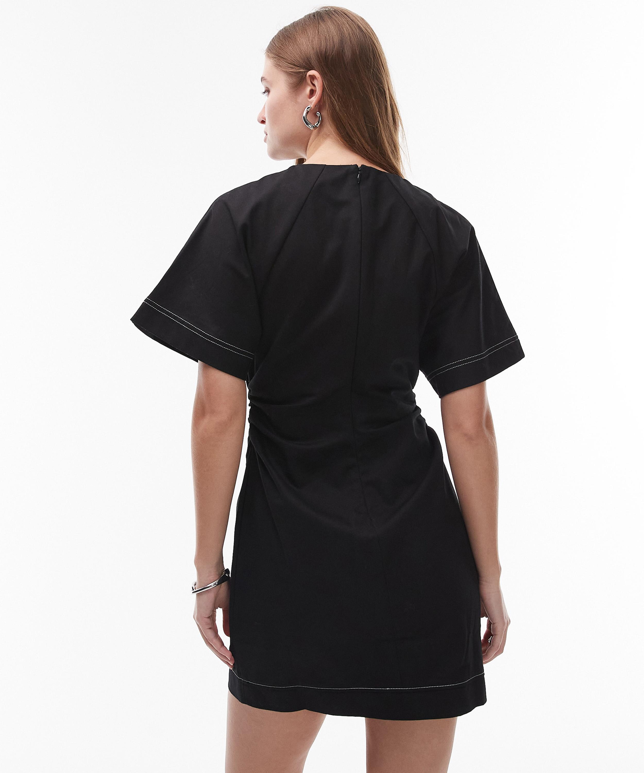 TOPSHOP - Heavy Twill Contrast Stitch Short-Sleeve Mini Dress image number 3