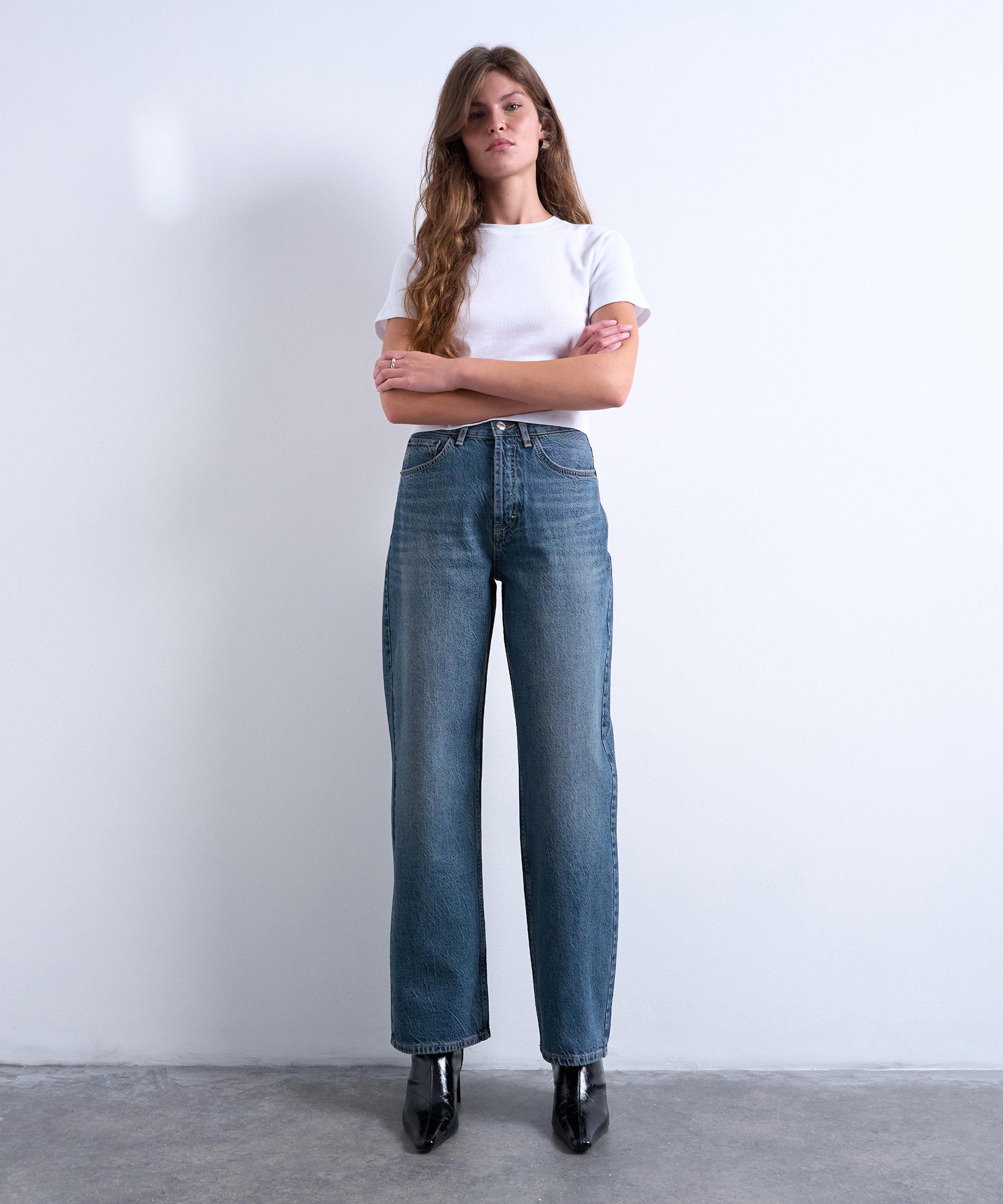 TOPSHOP - Deep Blue Column Mid-Rise Jeans image number 0