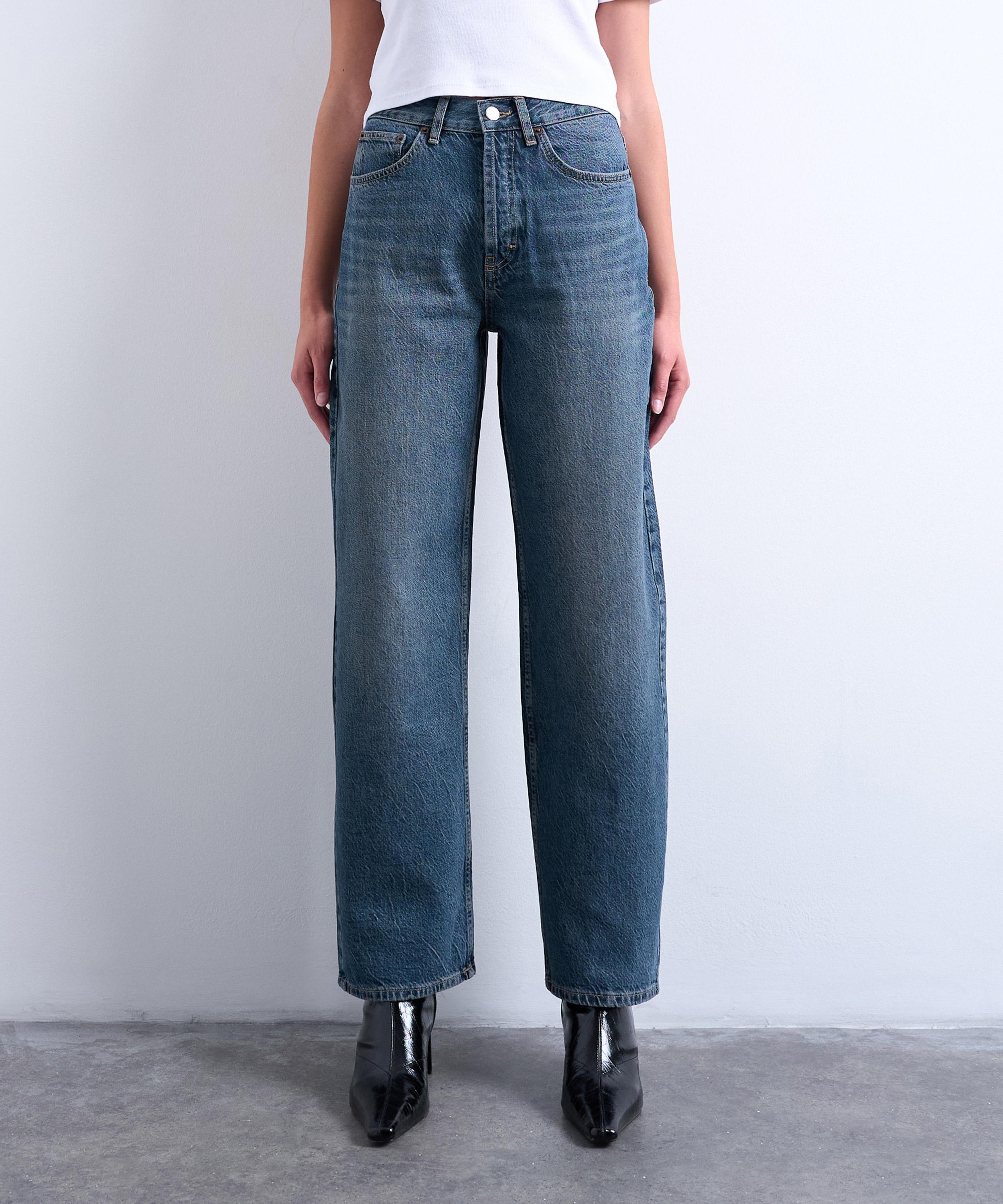 TOPSHOP - Deep Blue Column Mid-Rise Jeans image number 2