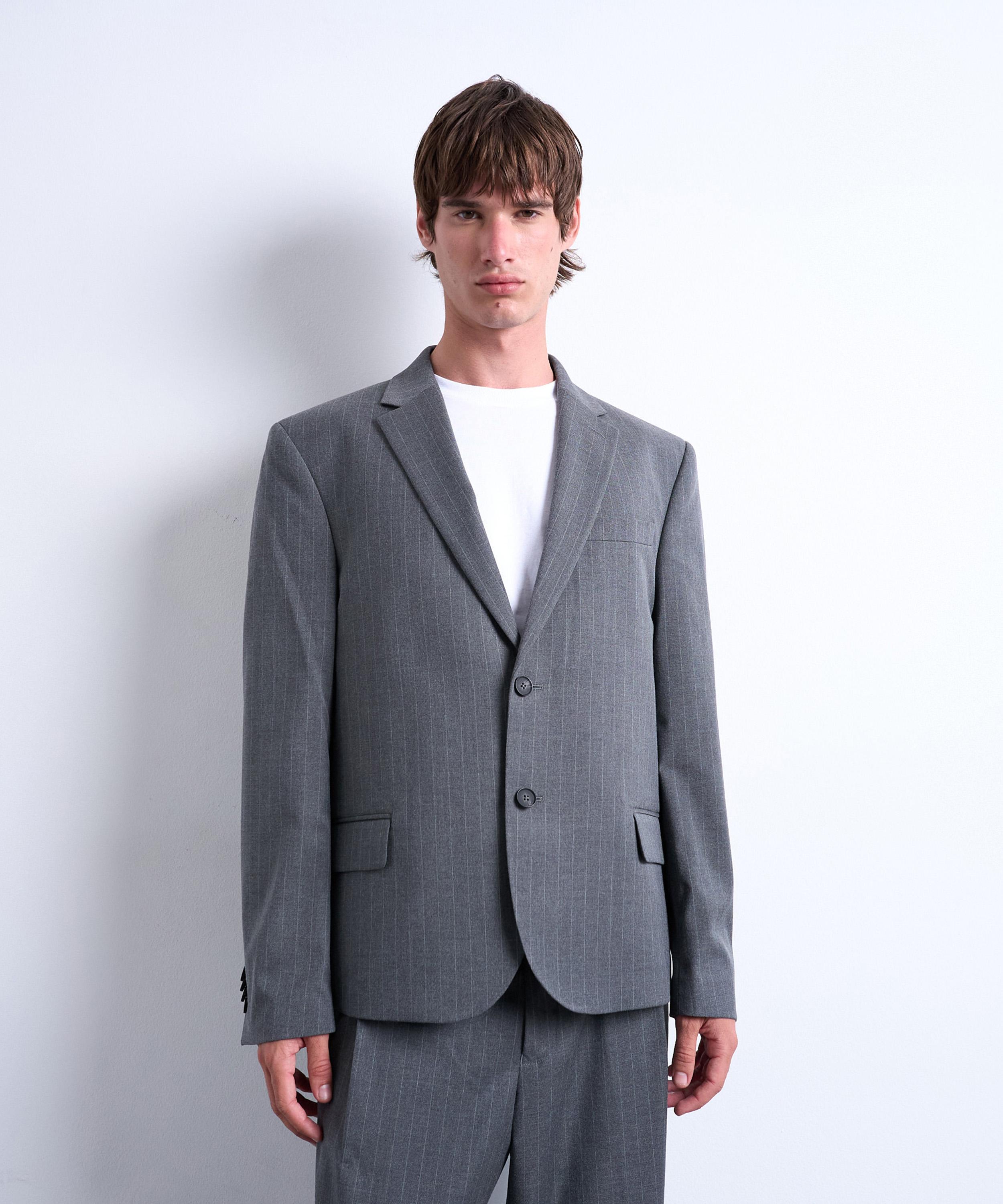 TOPMAN - Charcoal Pinstripe Suit Jacket image number 0