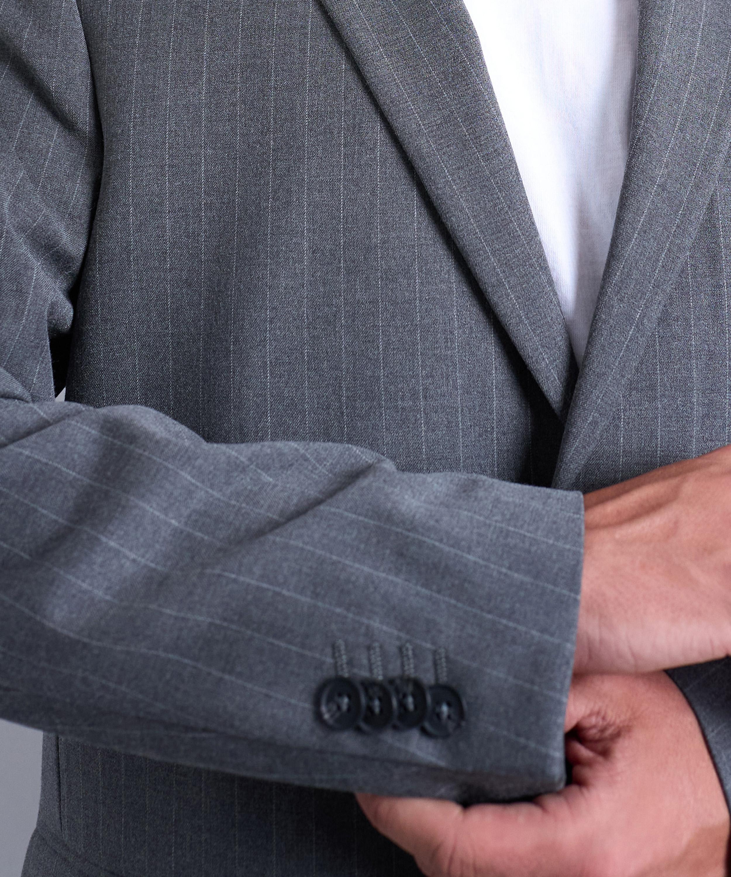 TOPMAN - Charcoal Pinstripe Suit Jacket image number 2