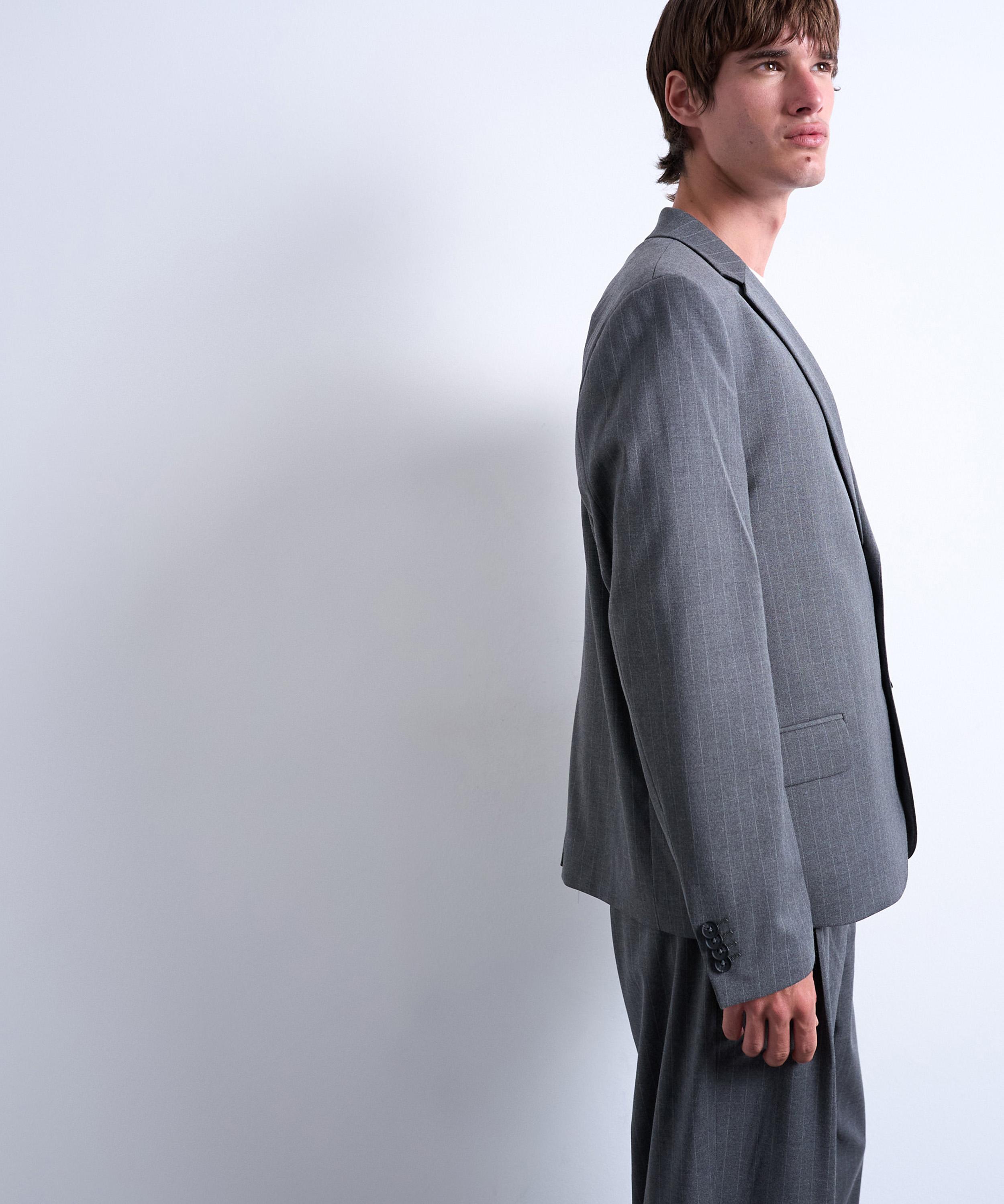 TOPMAN - Charcoal Pinstripe Suit Jacket image number 3