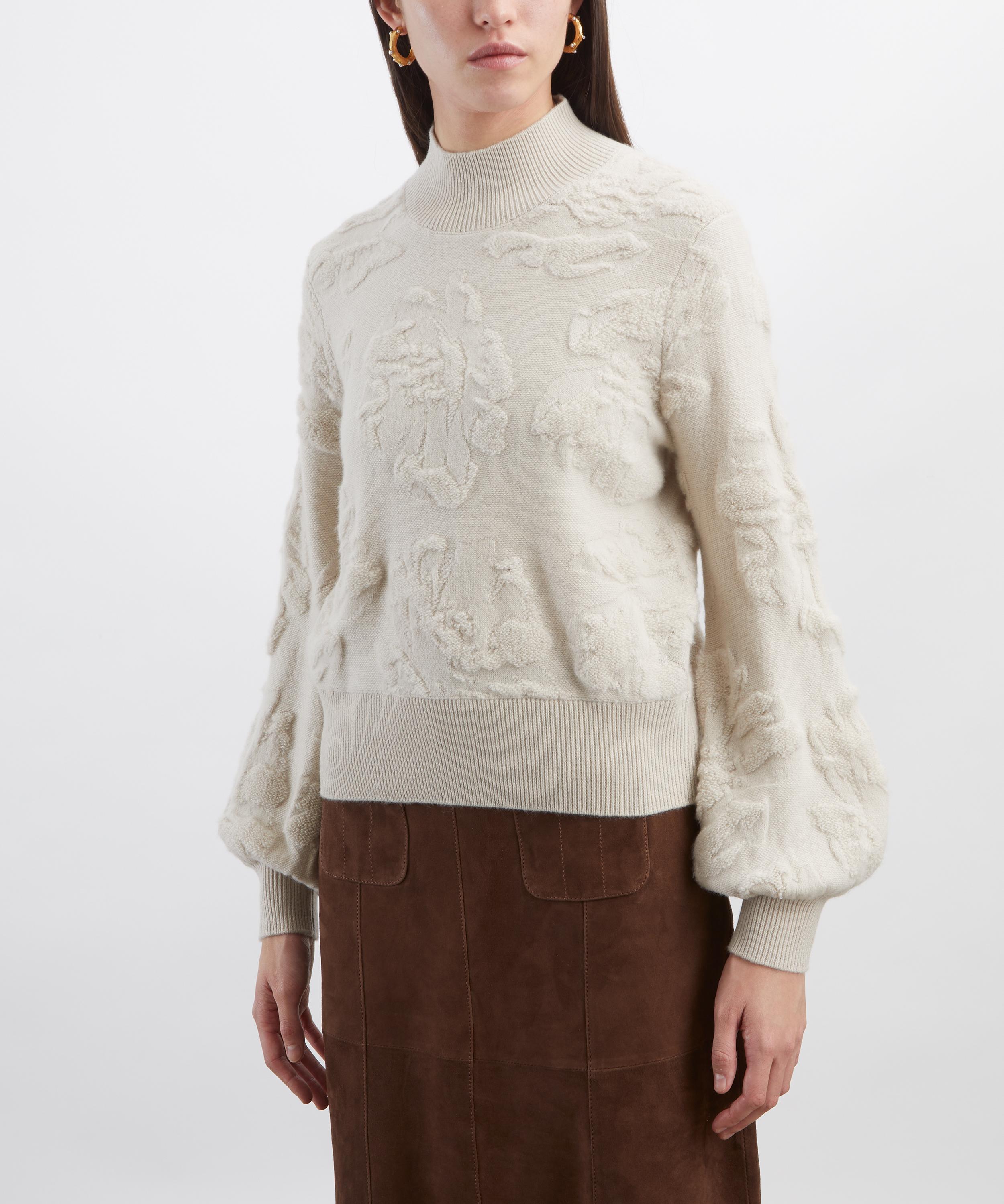 Jumper 1234 - Textured Floral Turtle Neck Cashmere Jumper image number 2